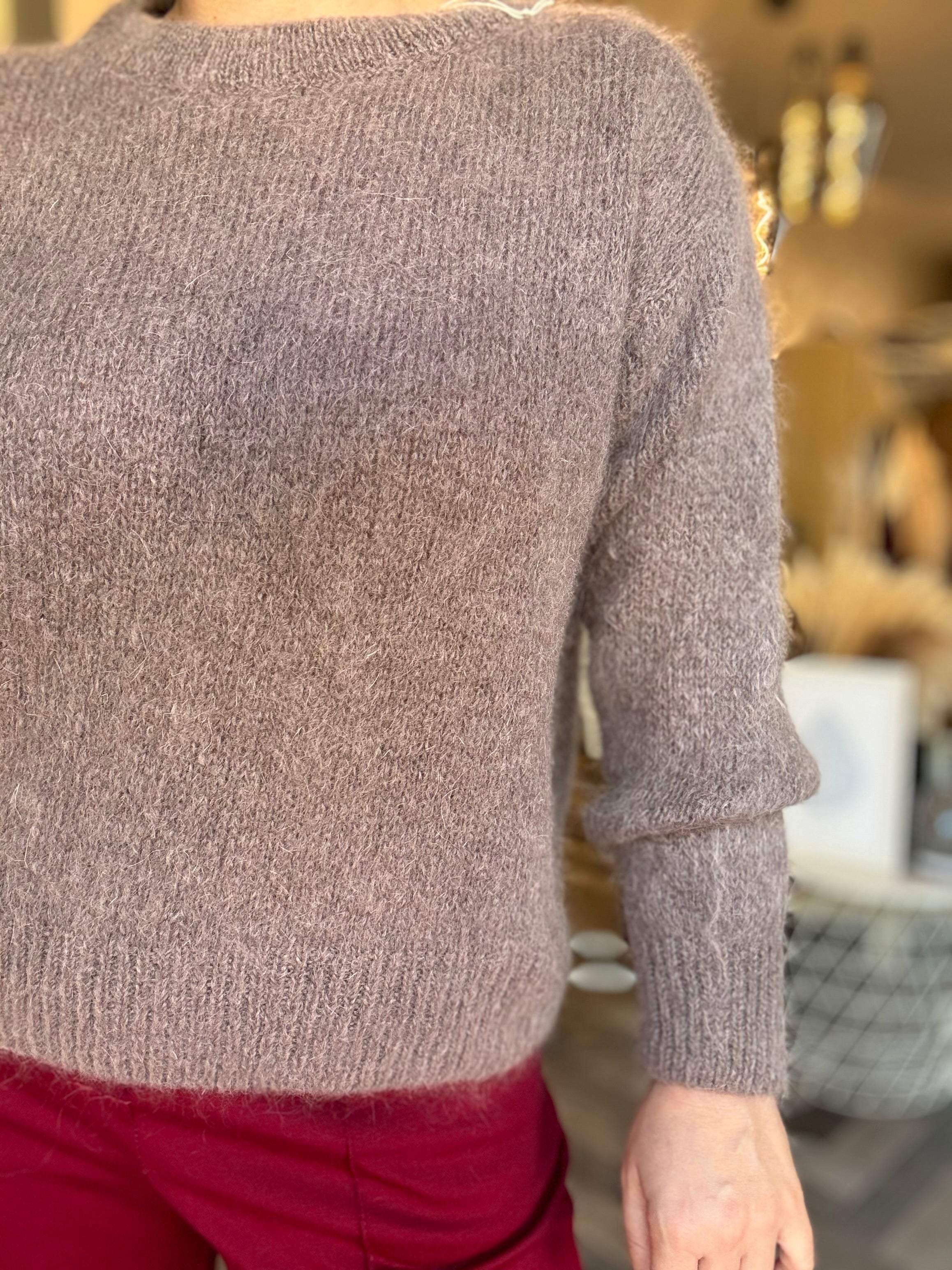Maglione in mohair con fiocco decorativo sul retro