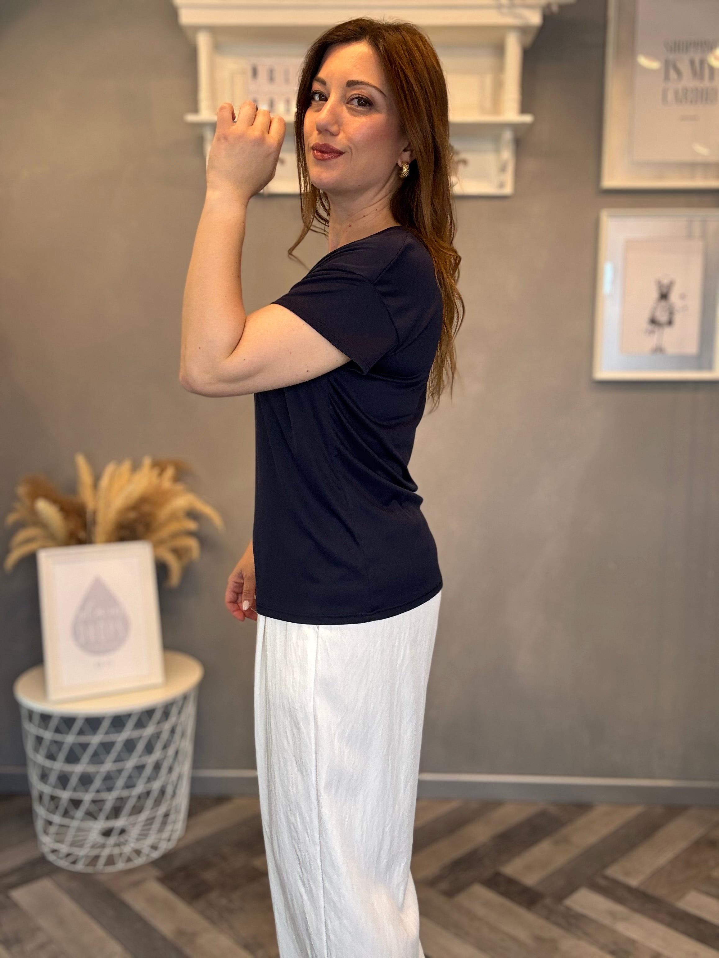 T-shirt basic modal blu