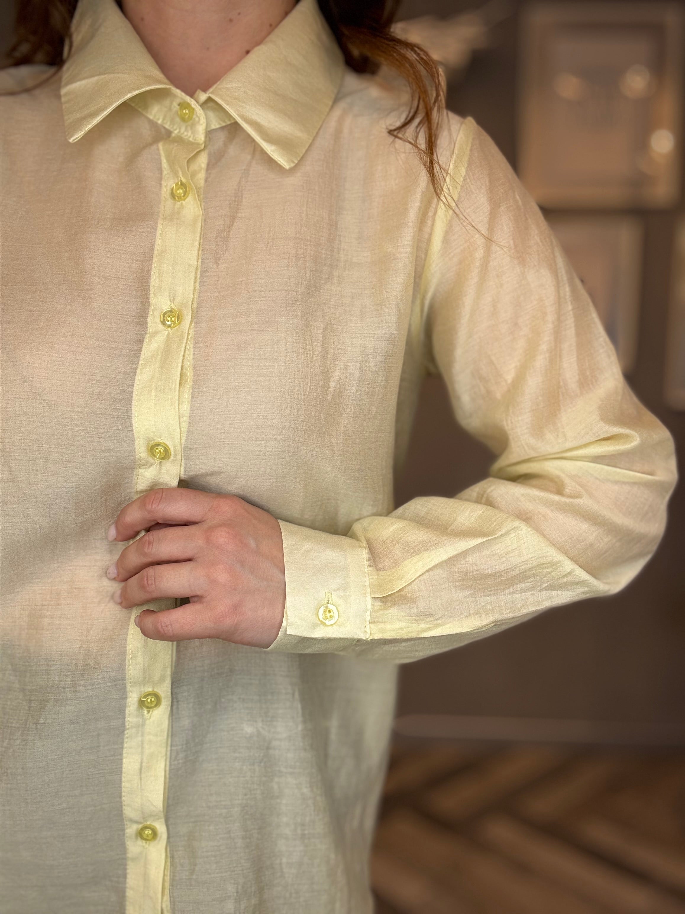 Camicia in tencel giallo pastello