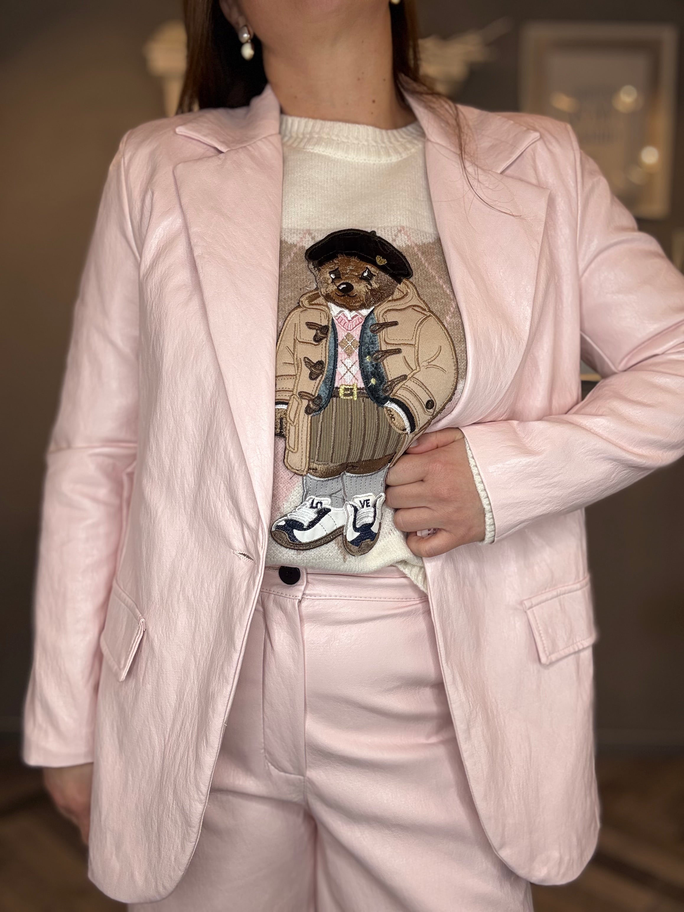 Blazer ecopelle rosa pastello
