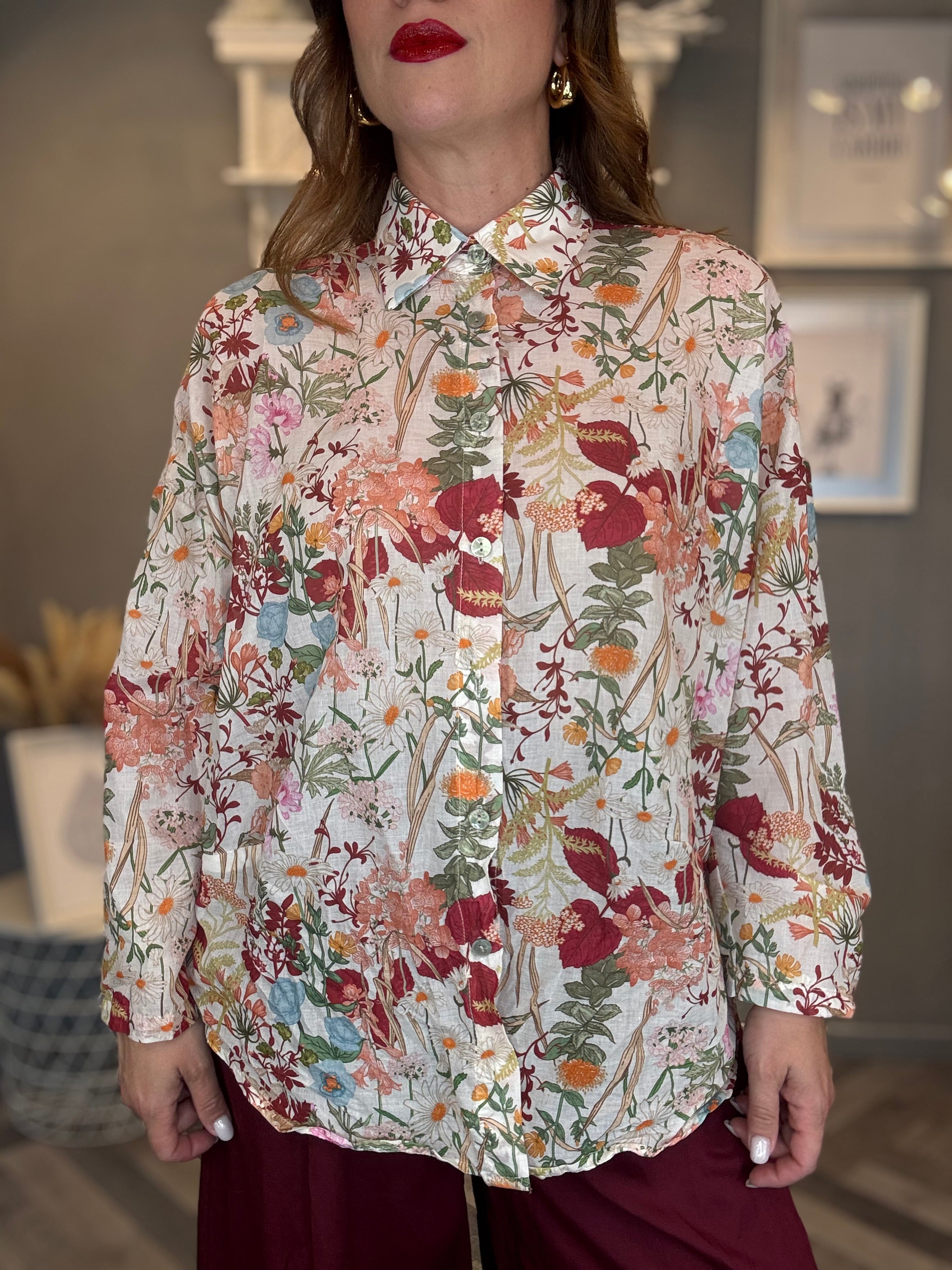 Camicia Burgundy Flower