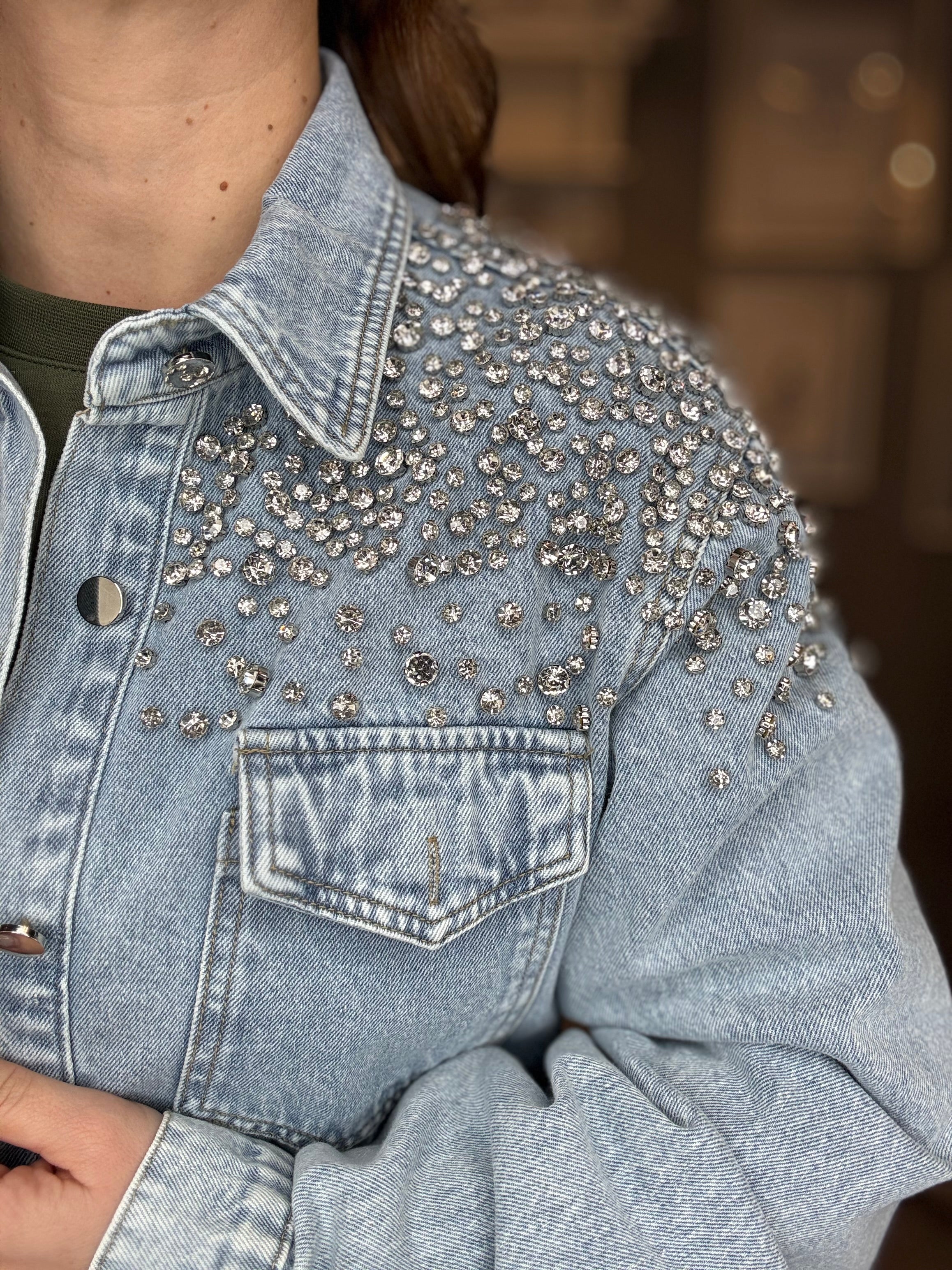 Giacca camicia in denim Diamonds