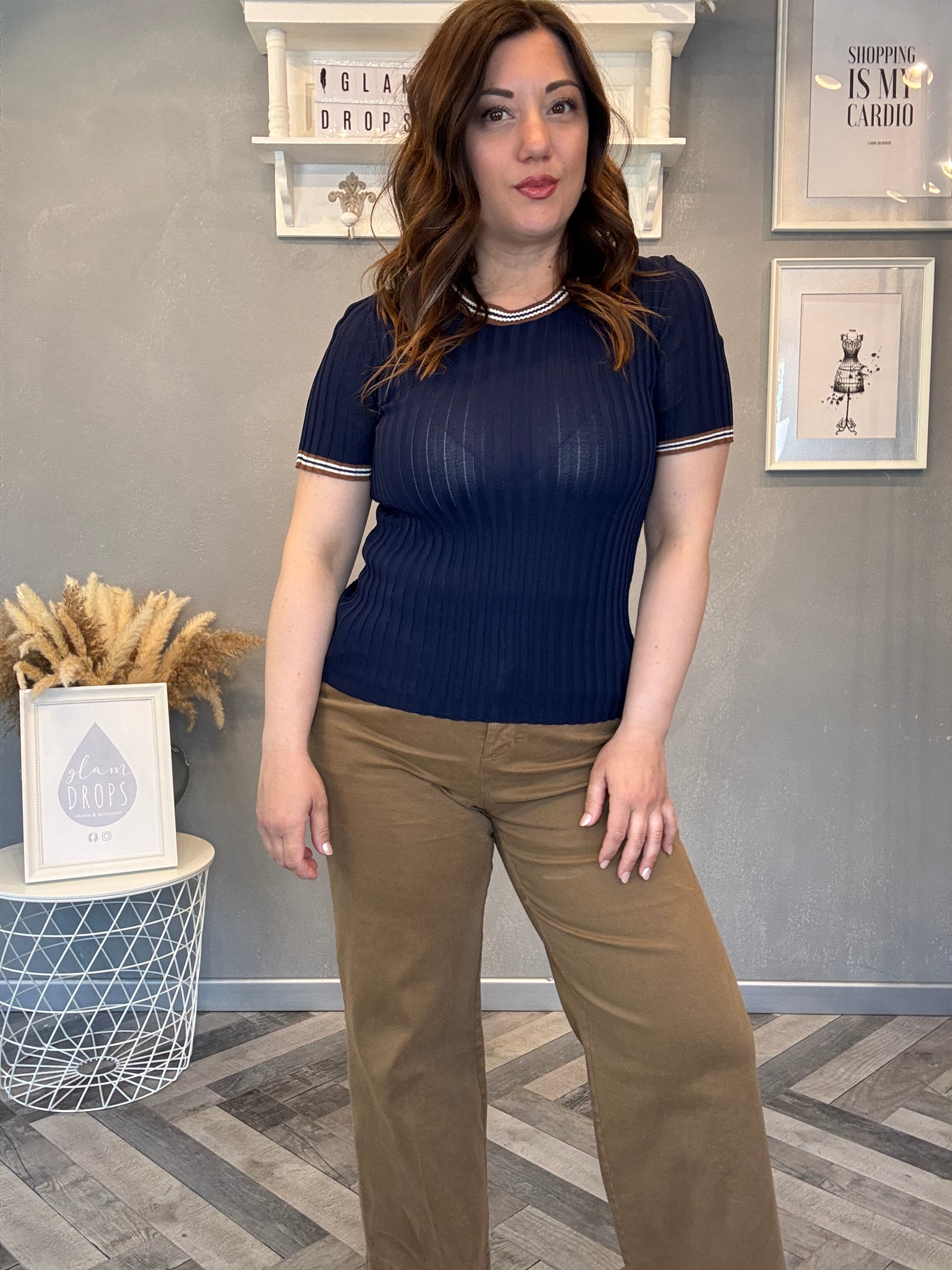 Lumina top in maglia a costine con righe