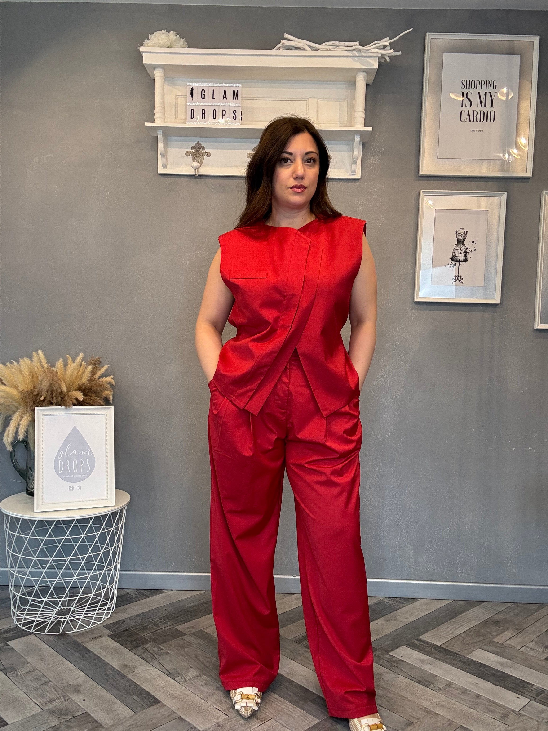Pantalone sartoriale a vita alta con pinces