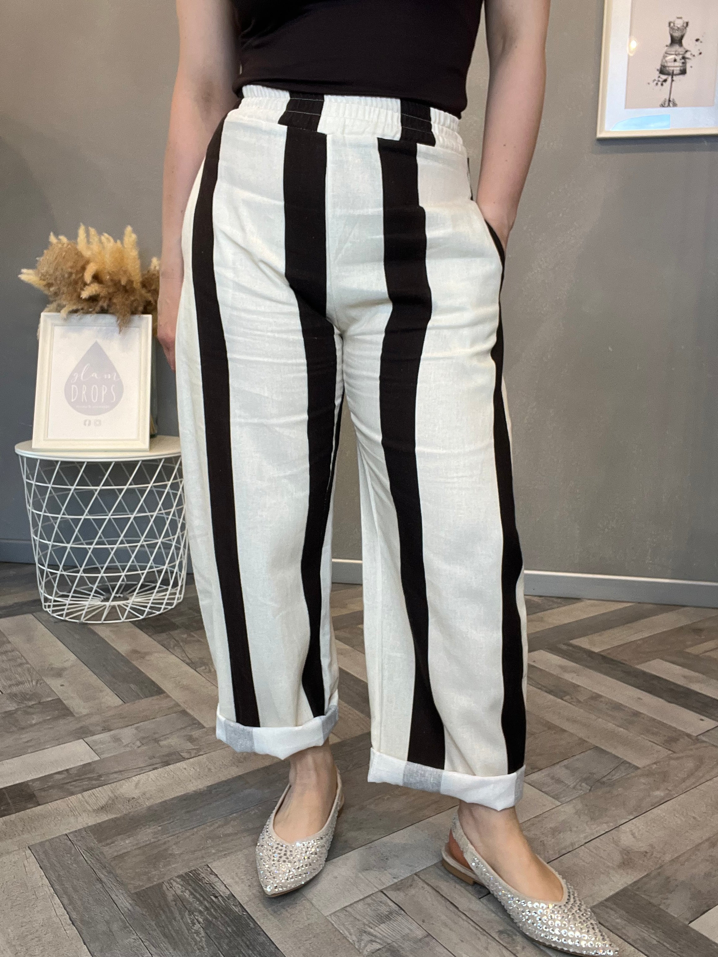 Pantalone burro bande moro