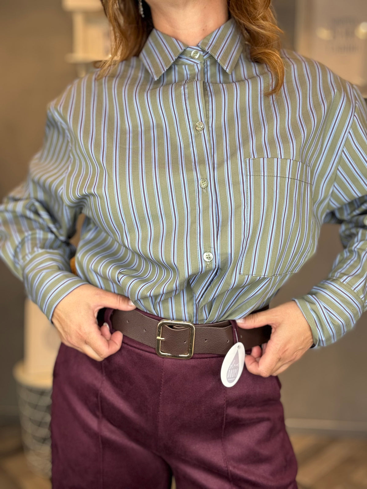 Pantalone Icon ecosuede bordeaux con cintura