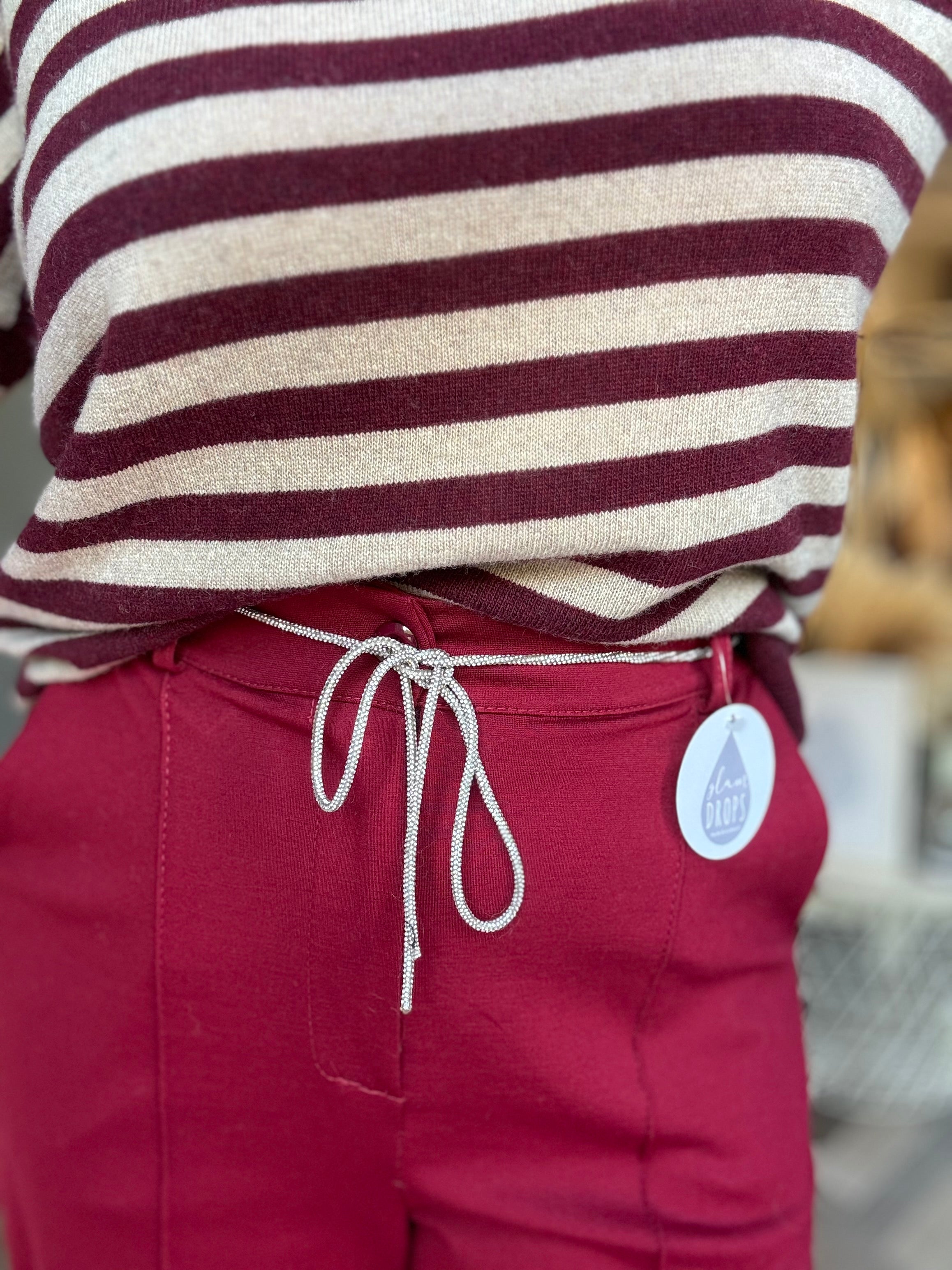 Pantalone palazzo in punto Milano con cintina di strass