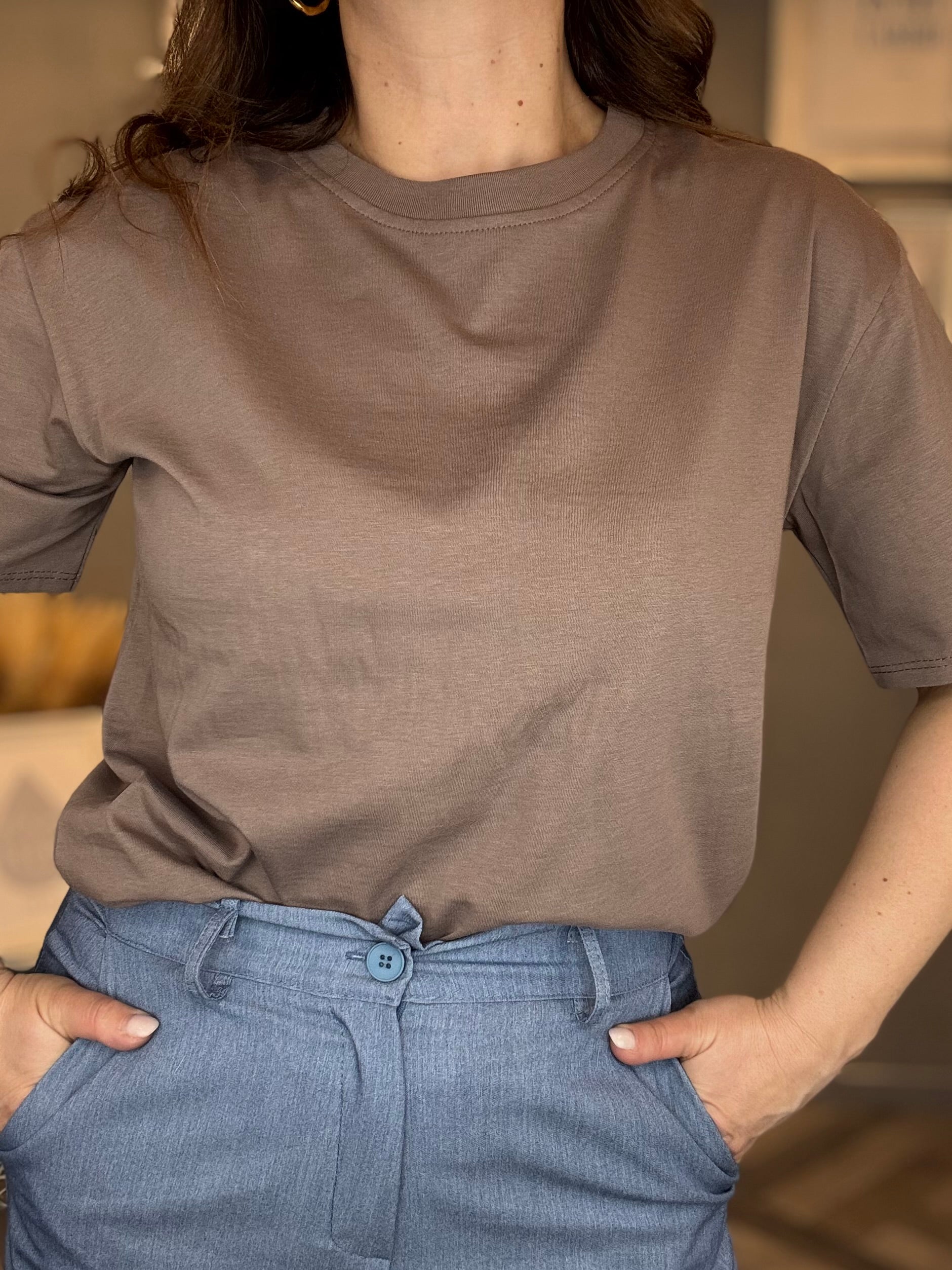 T-shirt soft basic tortora