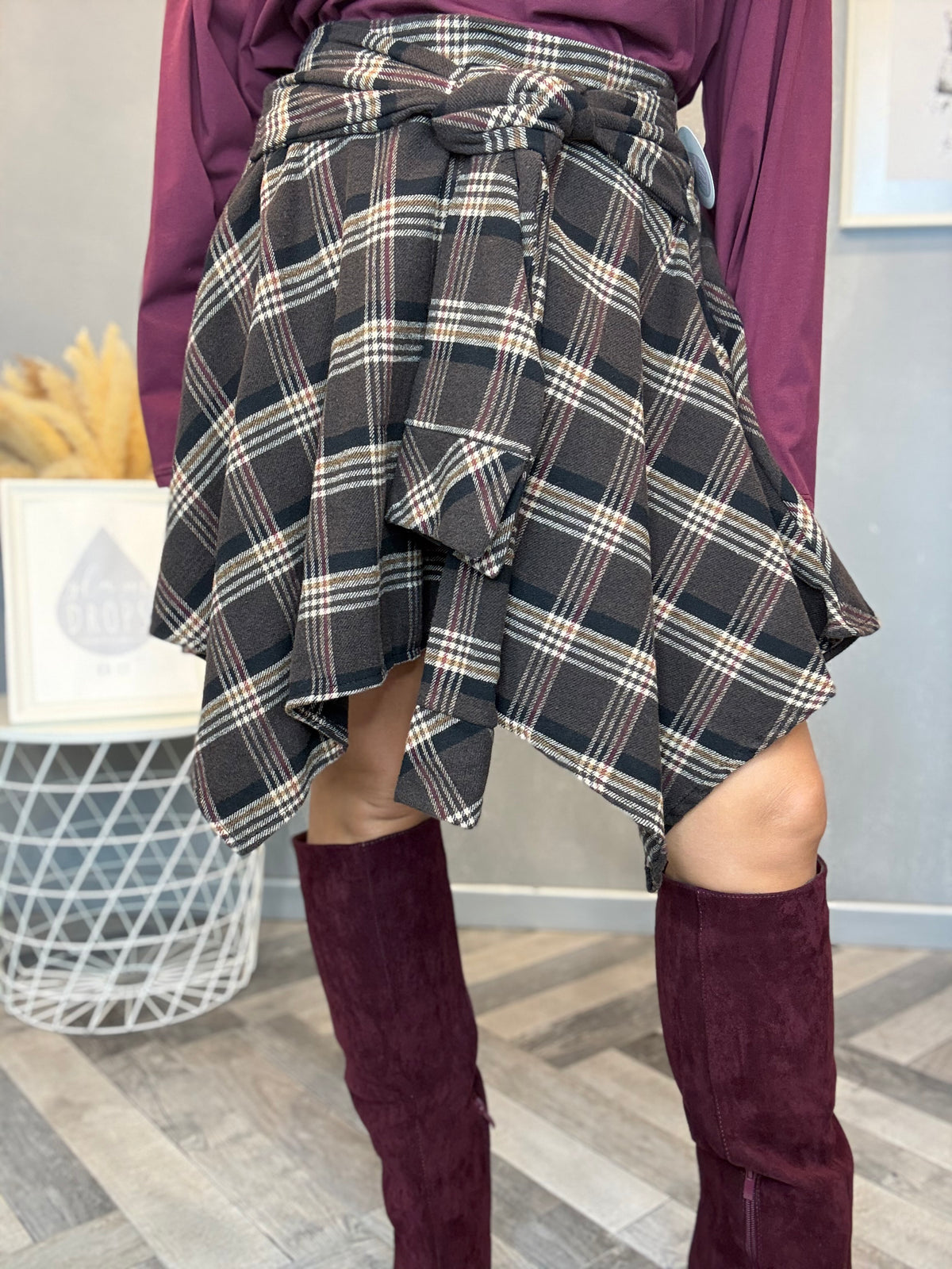 Gonna Twist finta camicia moro bordeaux