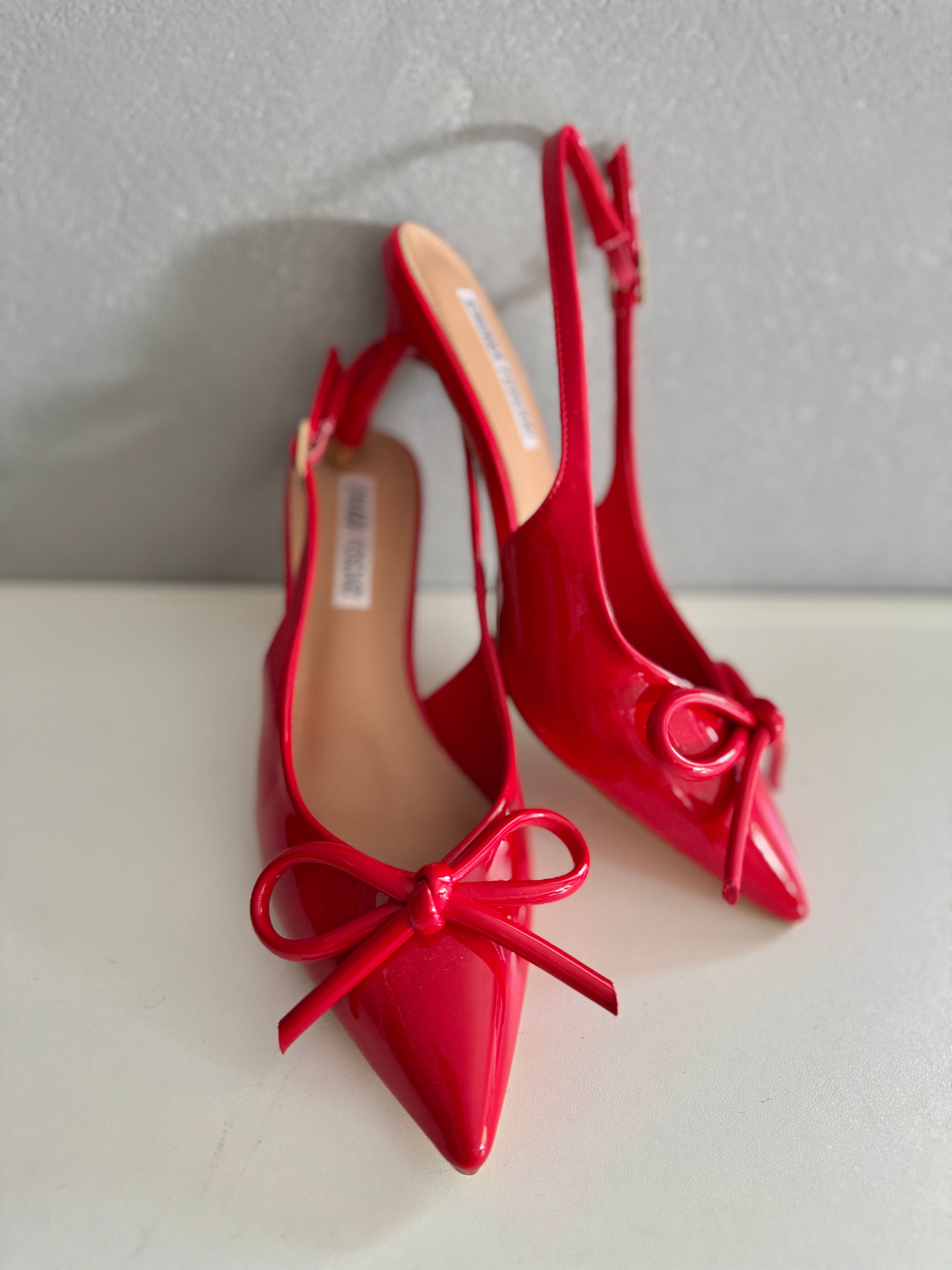 Décolleté Slingback fiocco in vernice