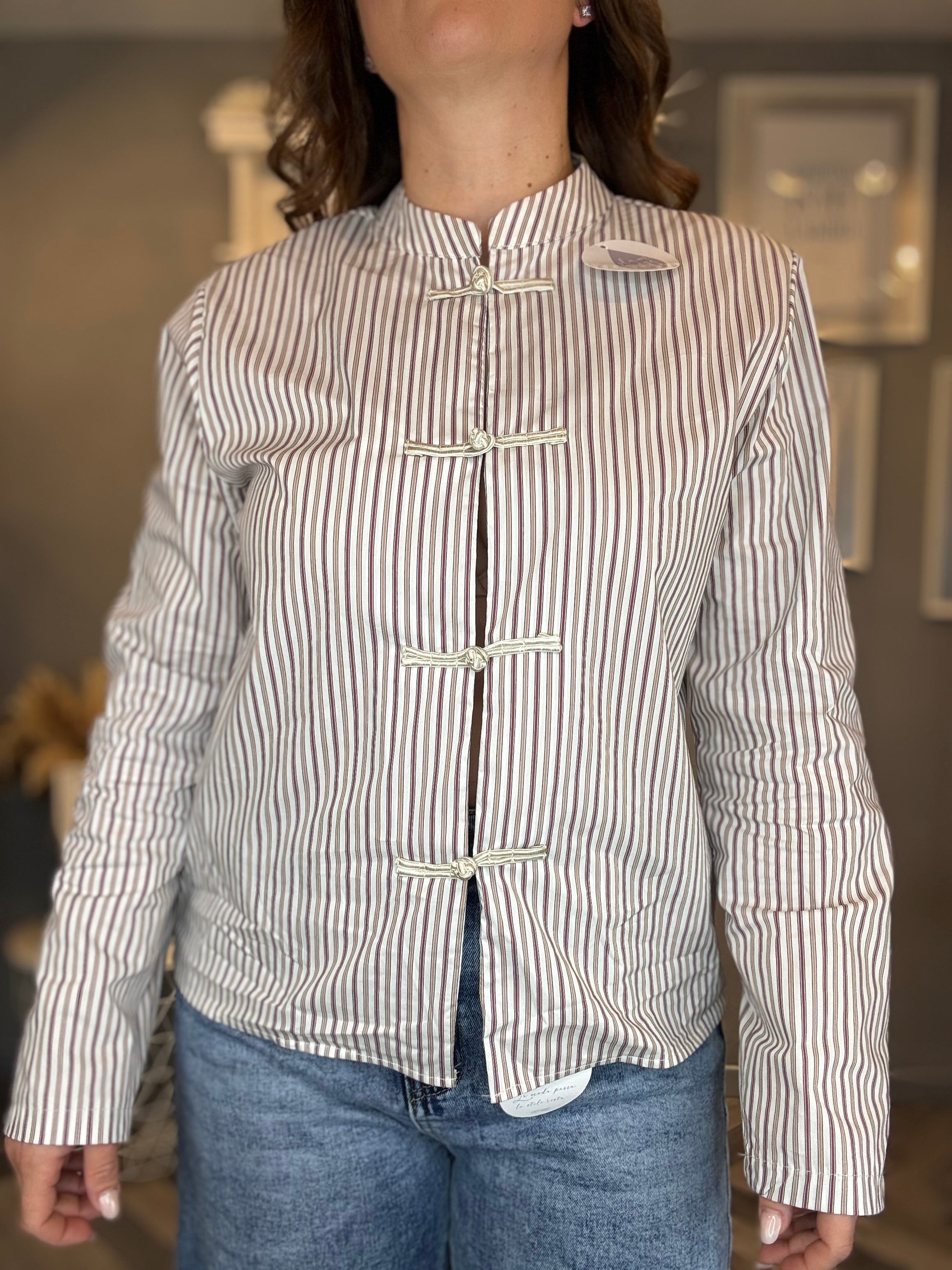 Camicia righe coreana alamari