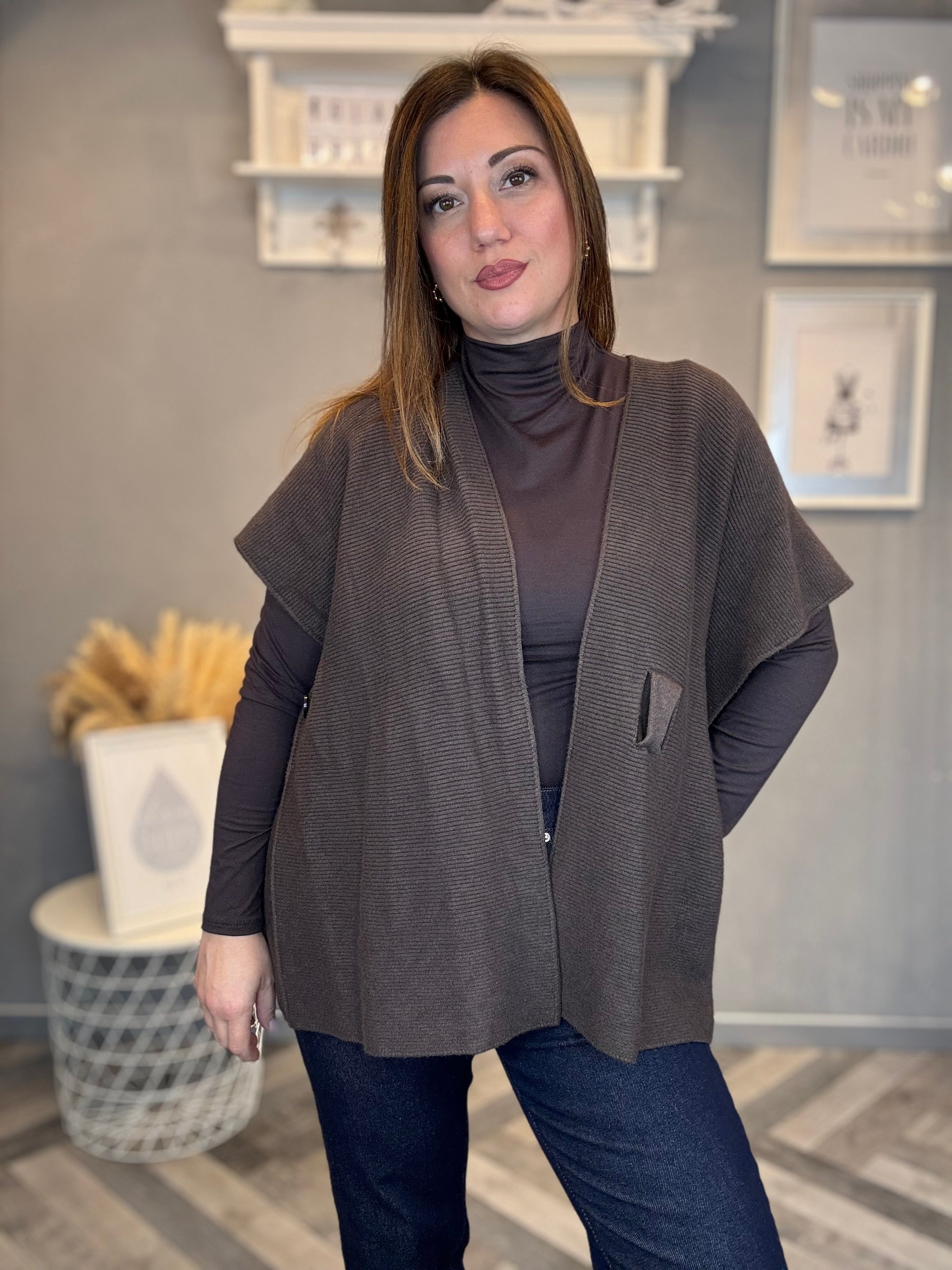 Gilet in maglia multiuso moro