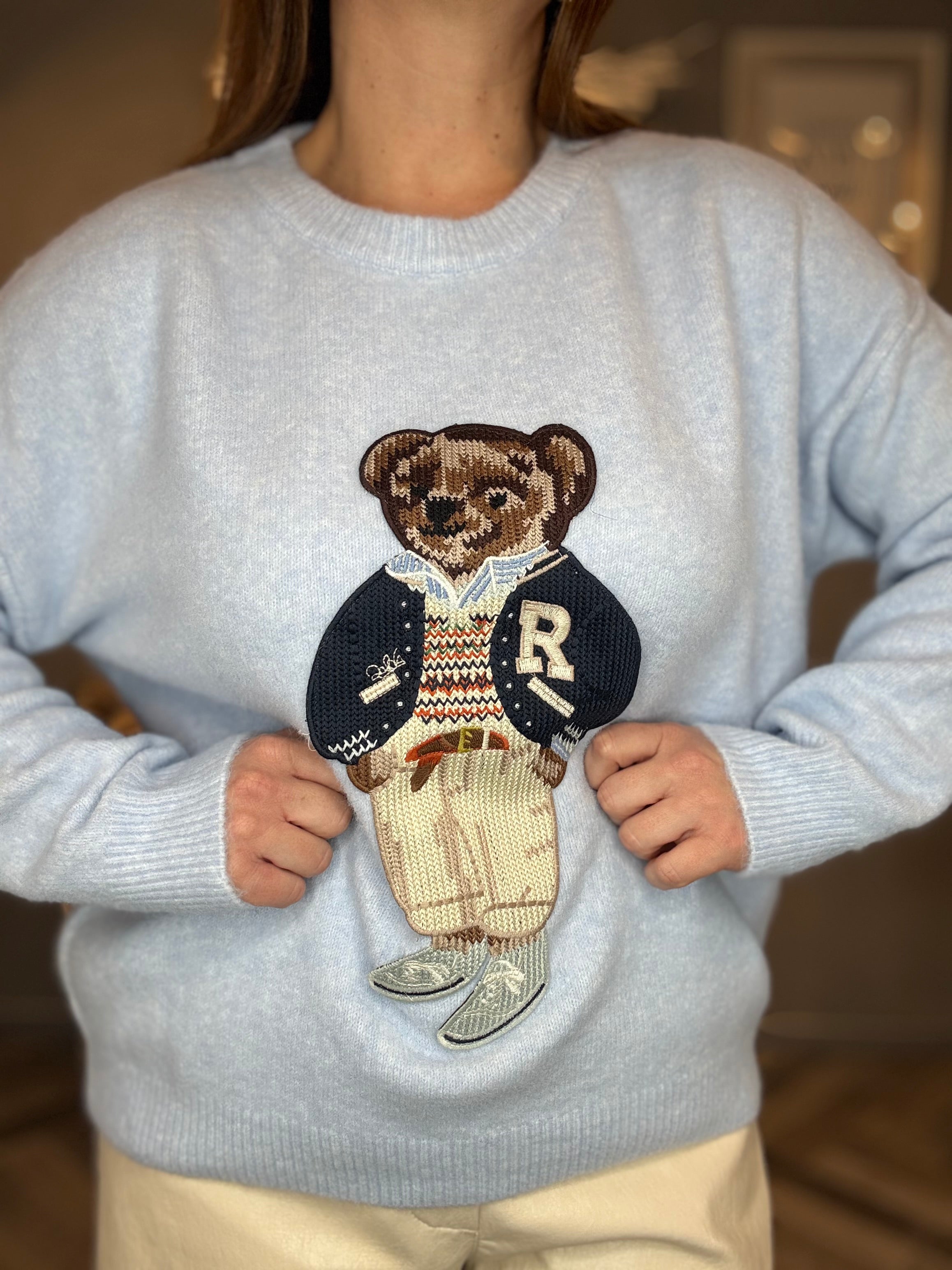 Maglione Teddy celeste