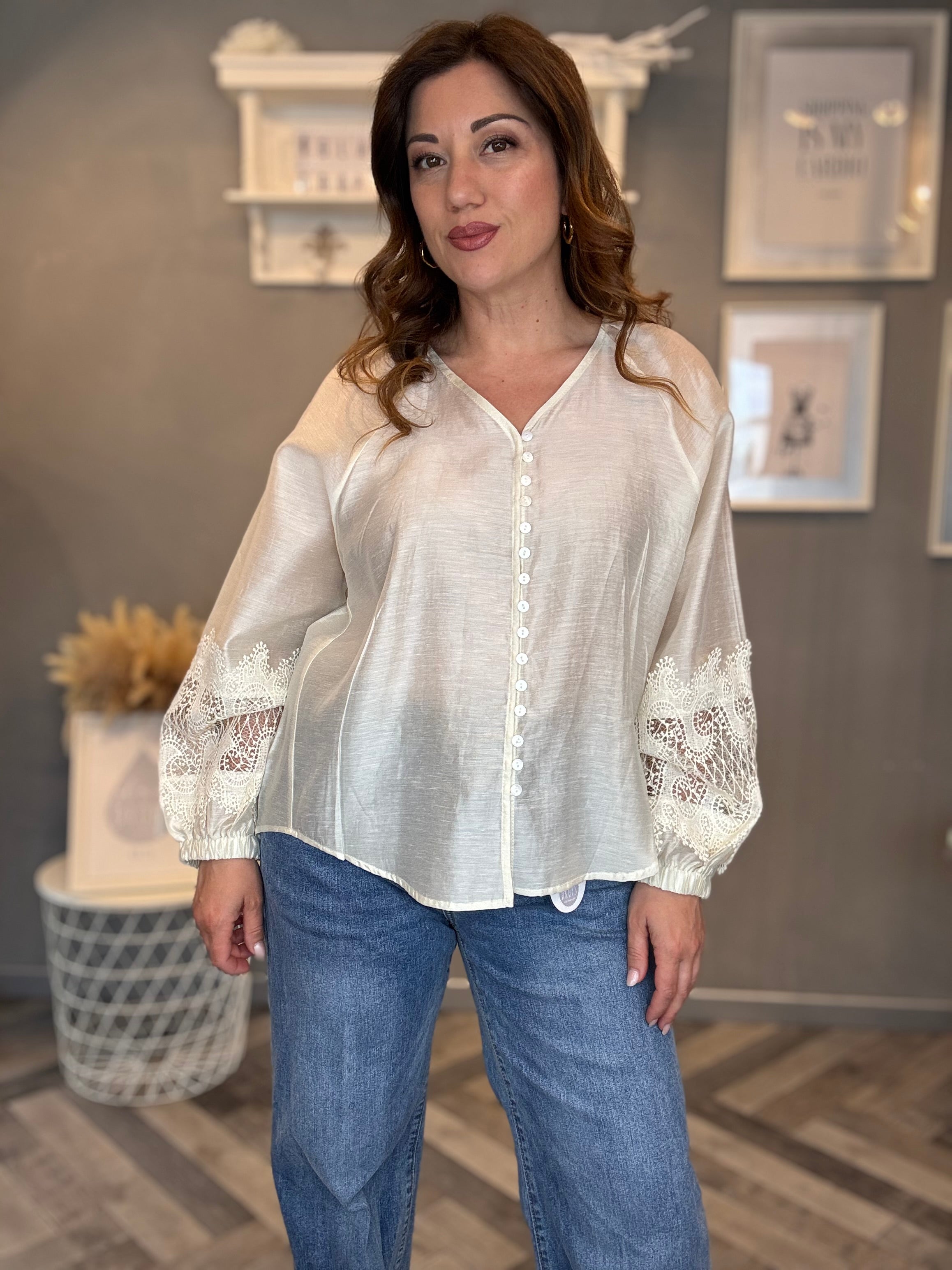 Blusa pizzo soft panna