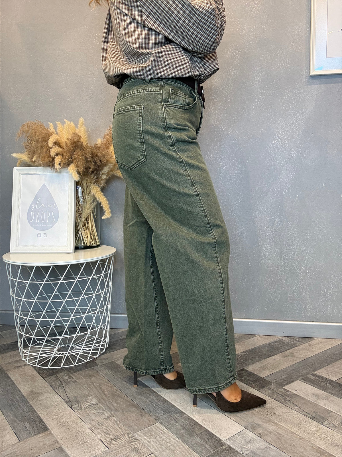 Jeans Urban barrel verde militare