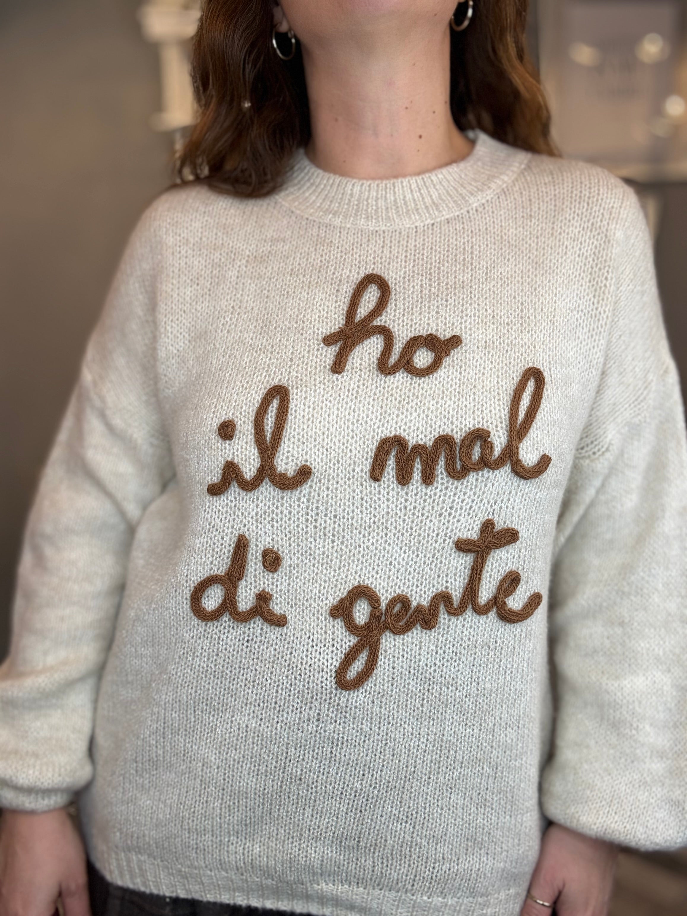 Maglioncino Ho il mal di gente sabbia