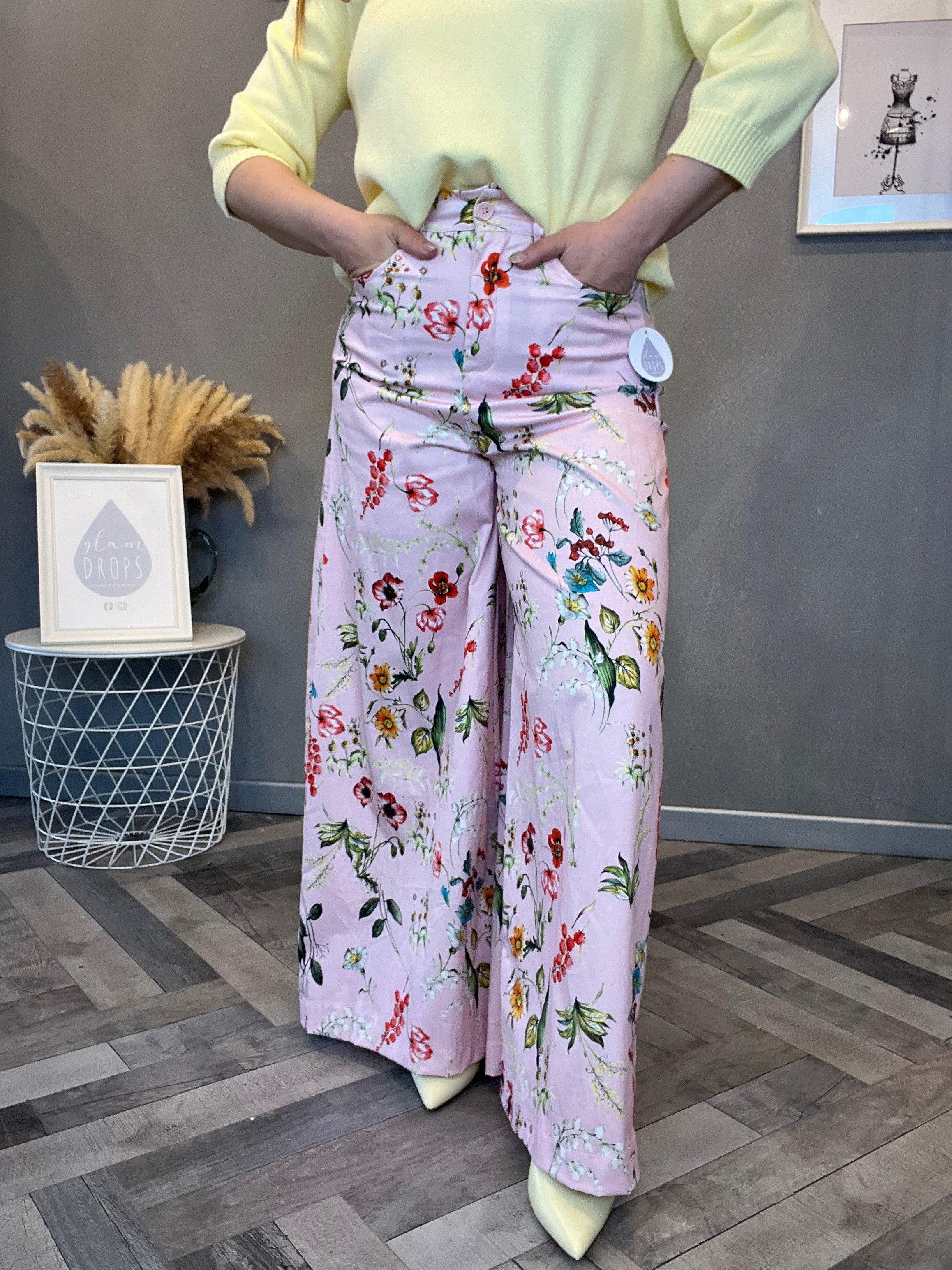 Pantaloni palazzo Pink Bloom
