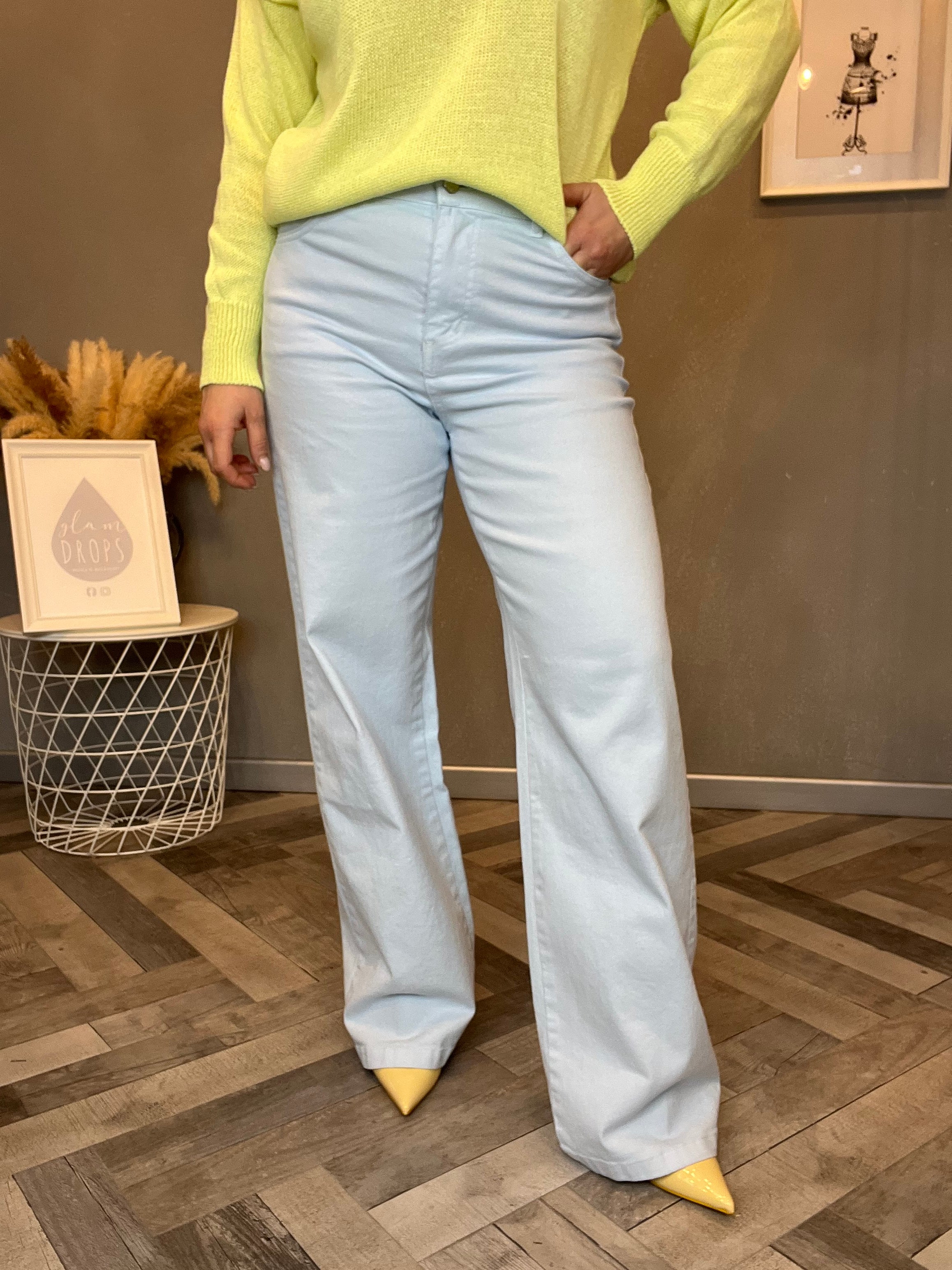 Jeans wide leg celeste