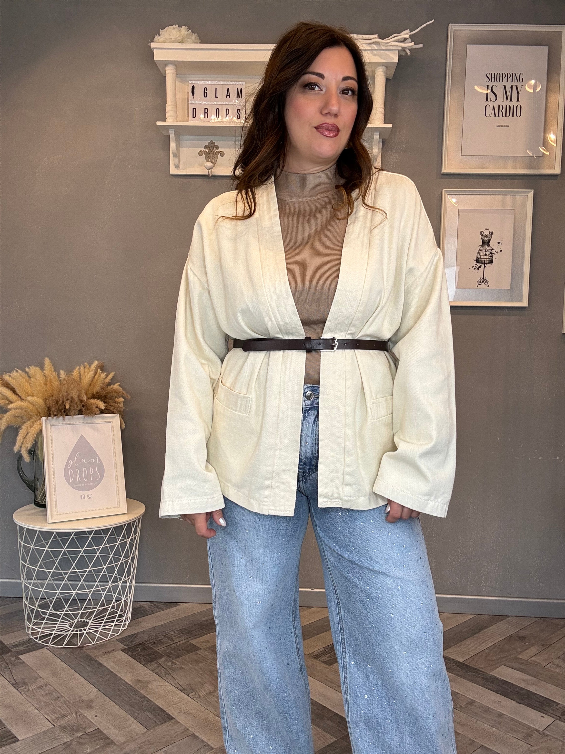 Giacca kimono in denim burro