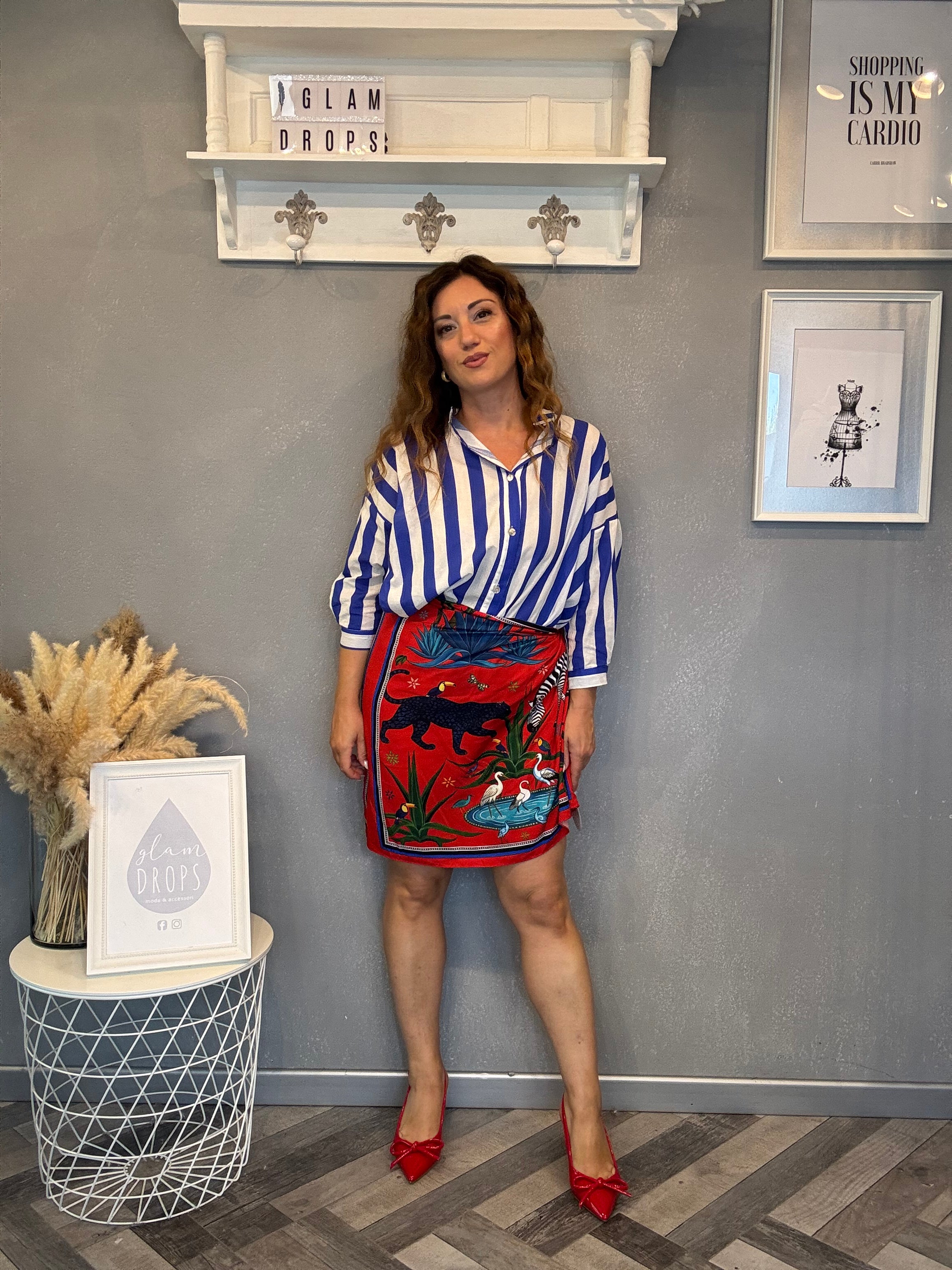 Camicia Isla Bonita righe bianco e bluette