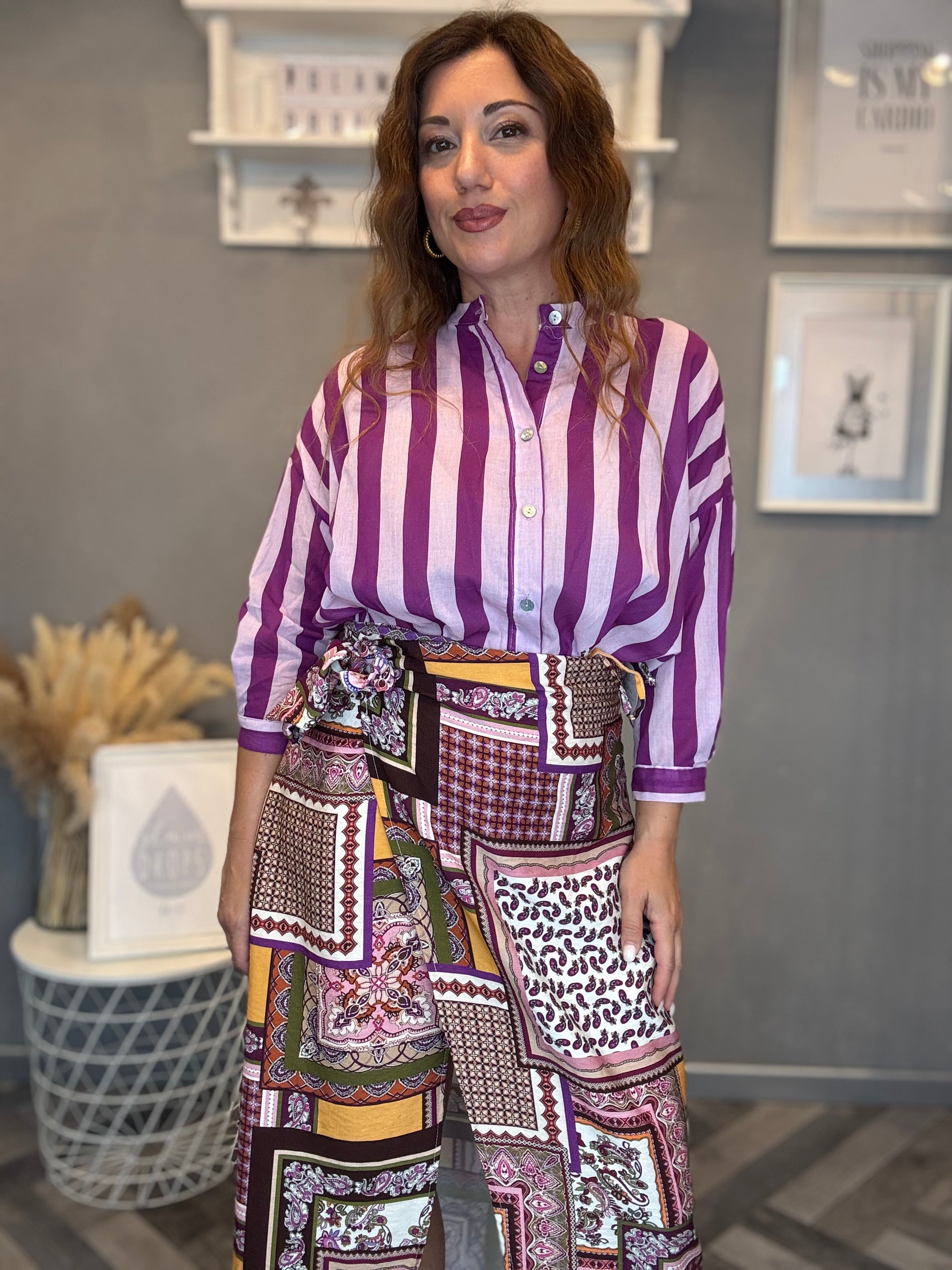 Camicia Isla Bonita righe viola e lilla