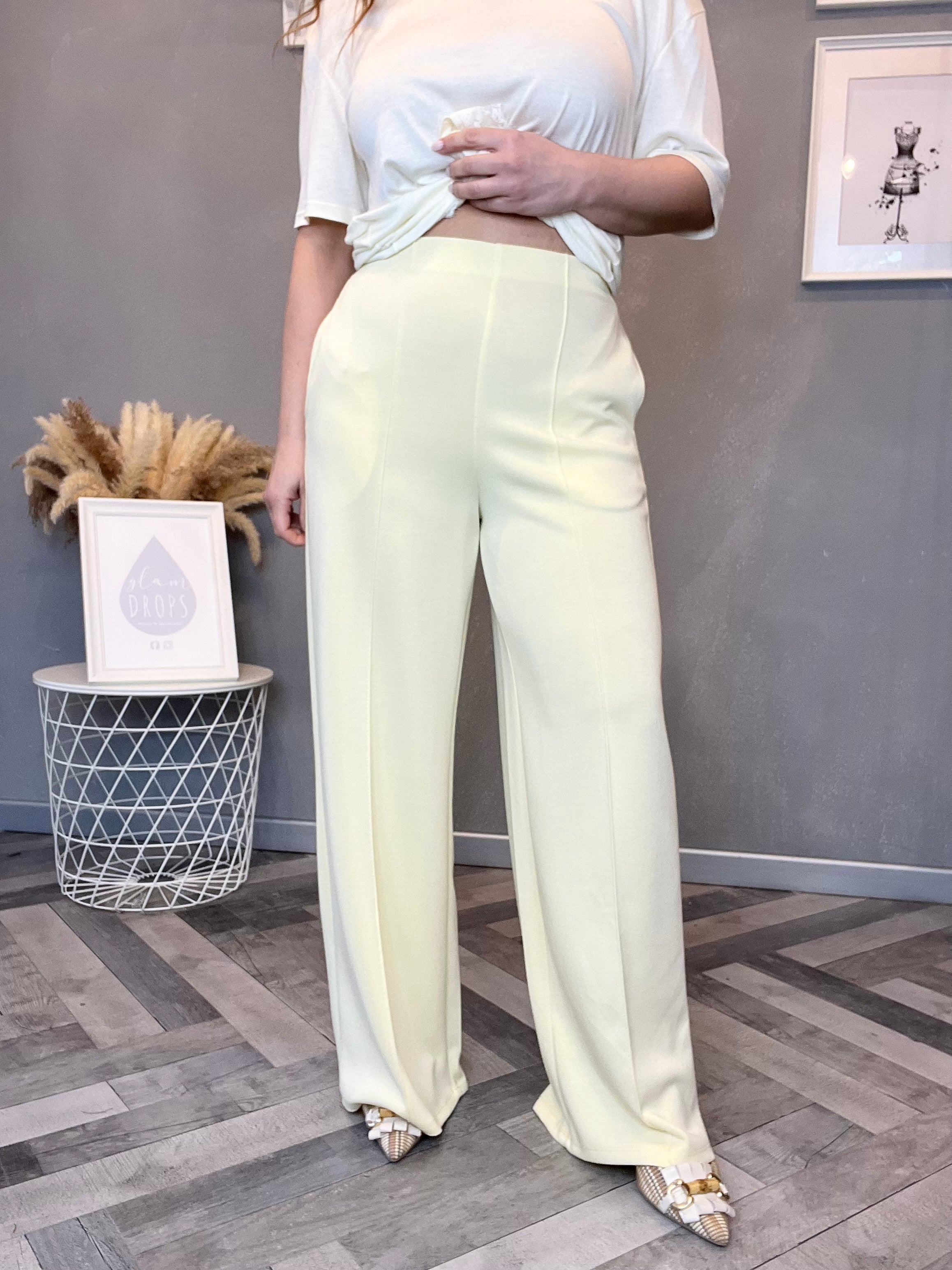 Pantalone palazzo punto Milano giallo pastello