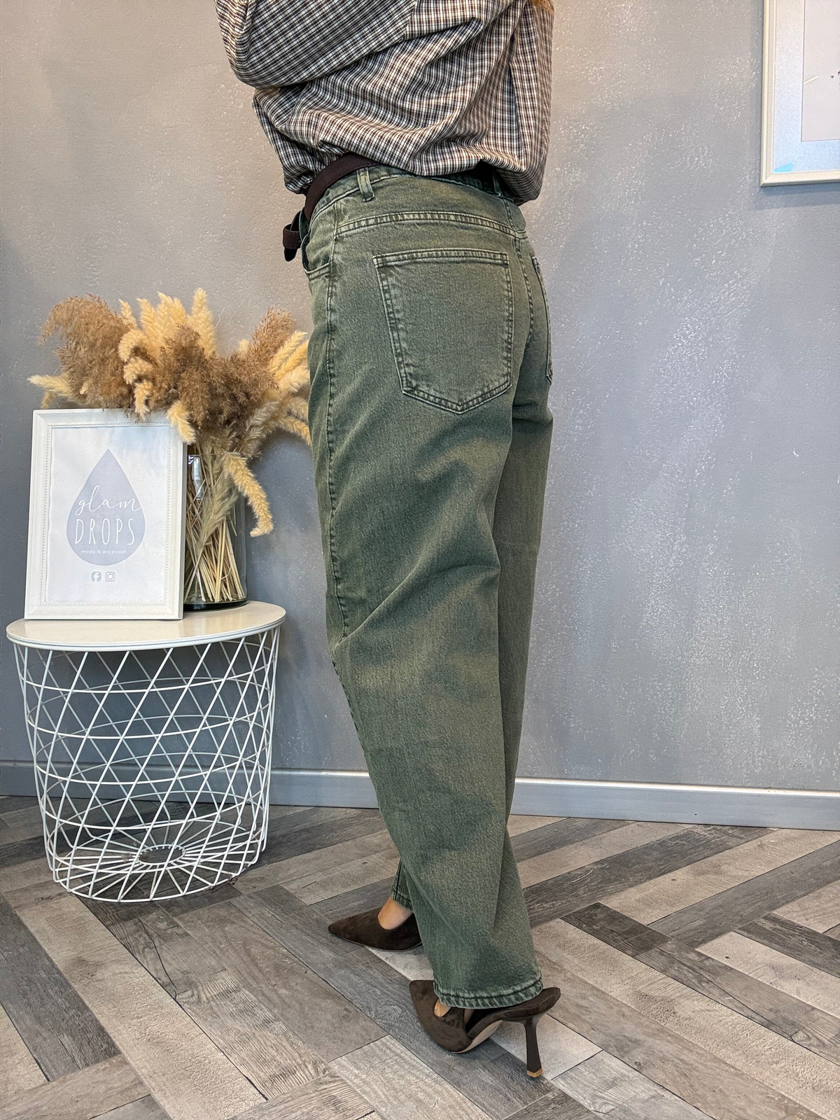 Jeans Urban barrel verde militare