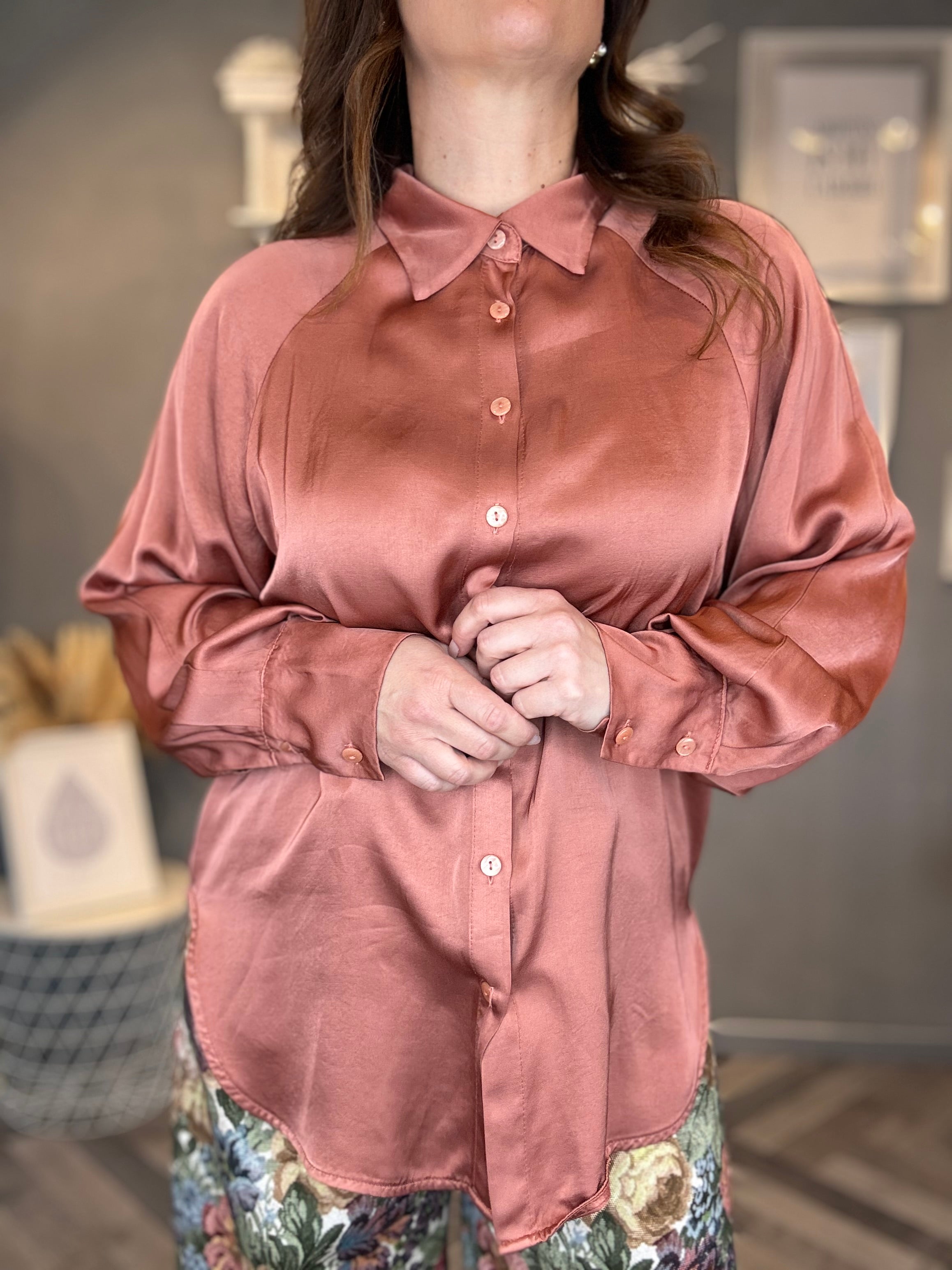 Camicia in satin soft blush