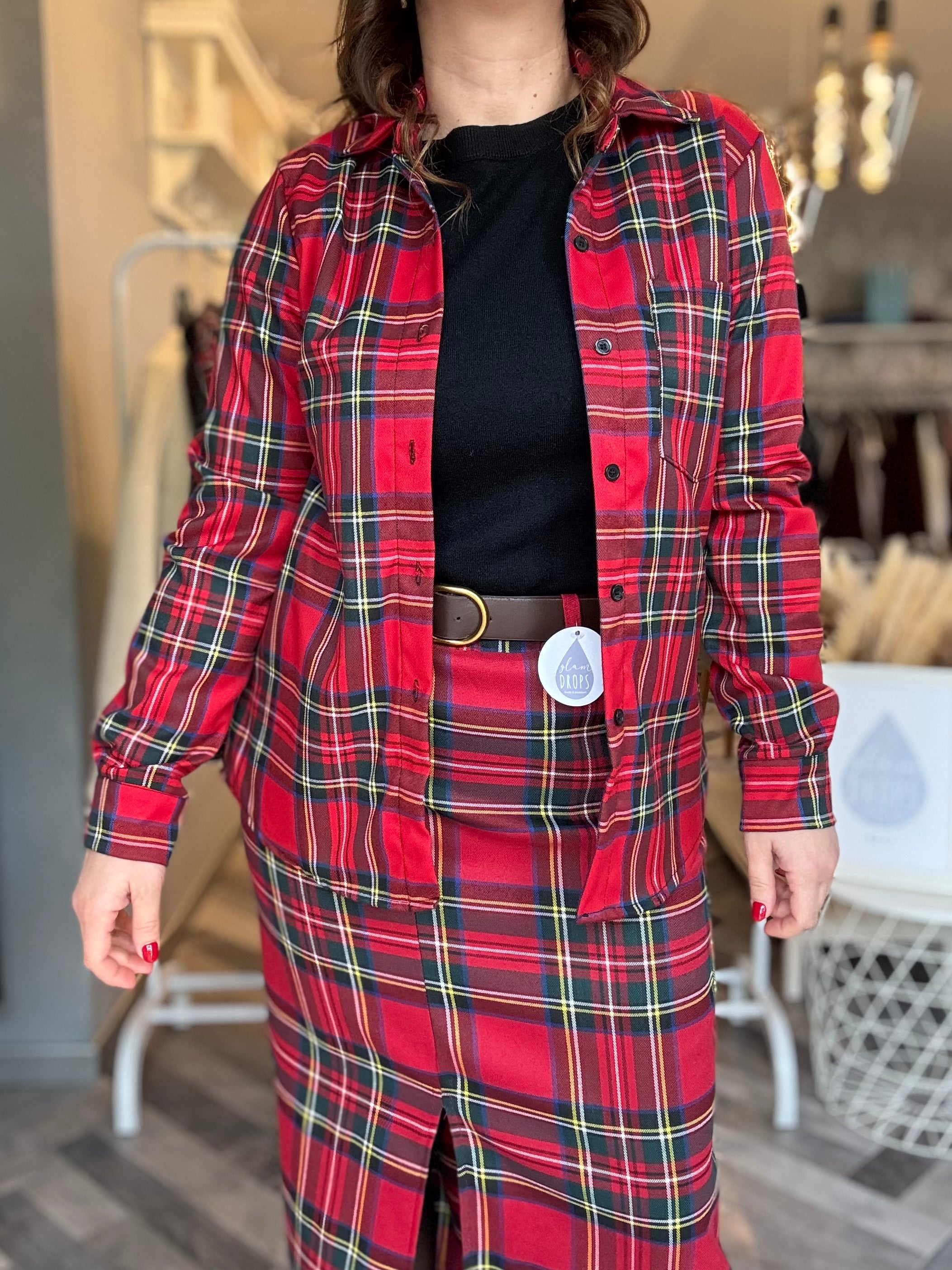 Camicia tartan scozzese rosso