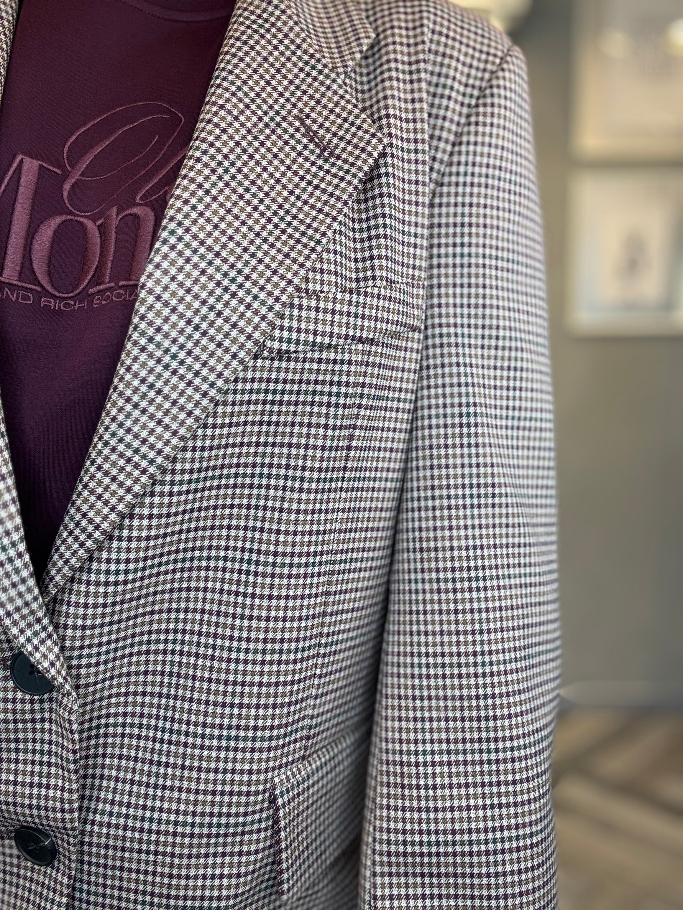 Lumina blazer micro quadro bordeaux