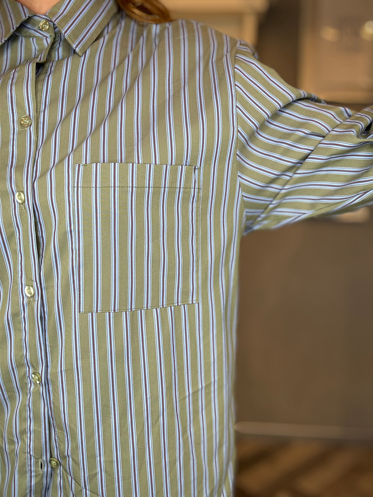 Camicia Stripes verde salvia
