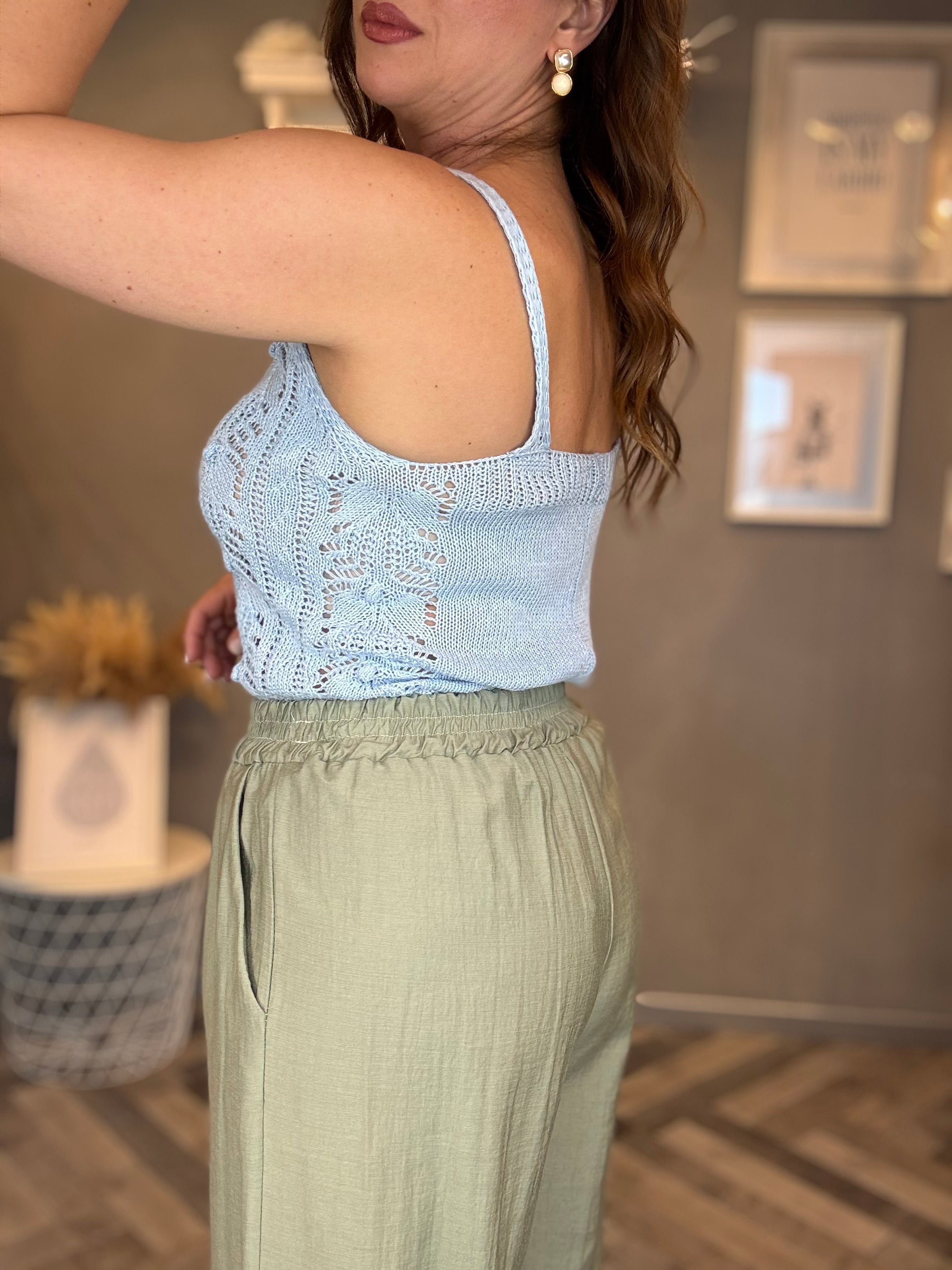 Pantalone palazzo fluido verde salvia
