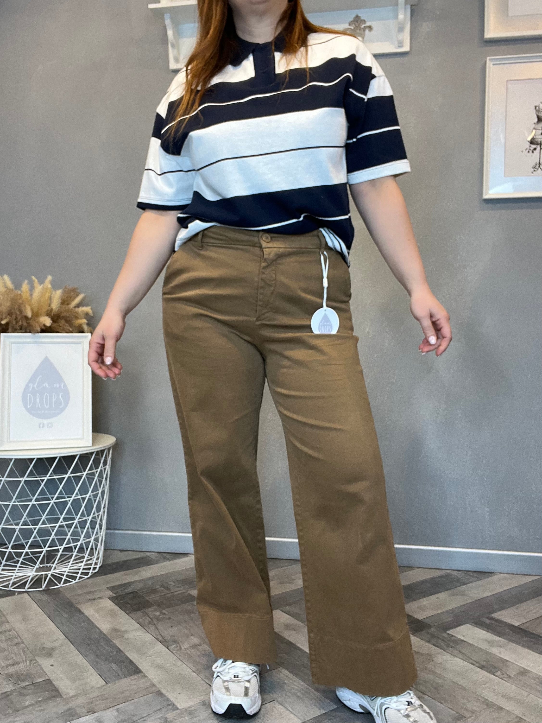 Pantalone wide leg in cotone