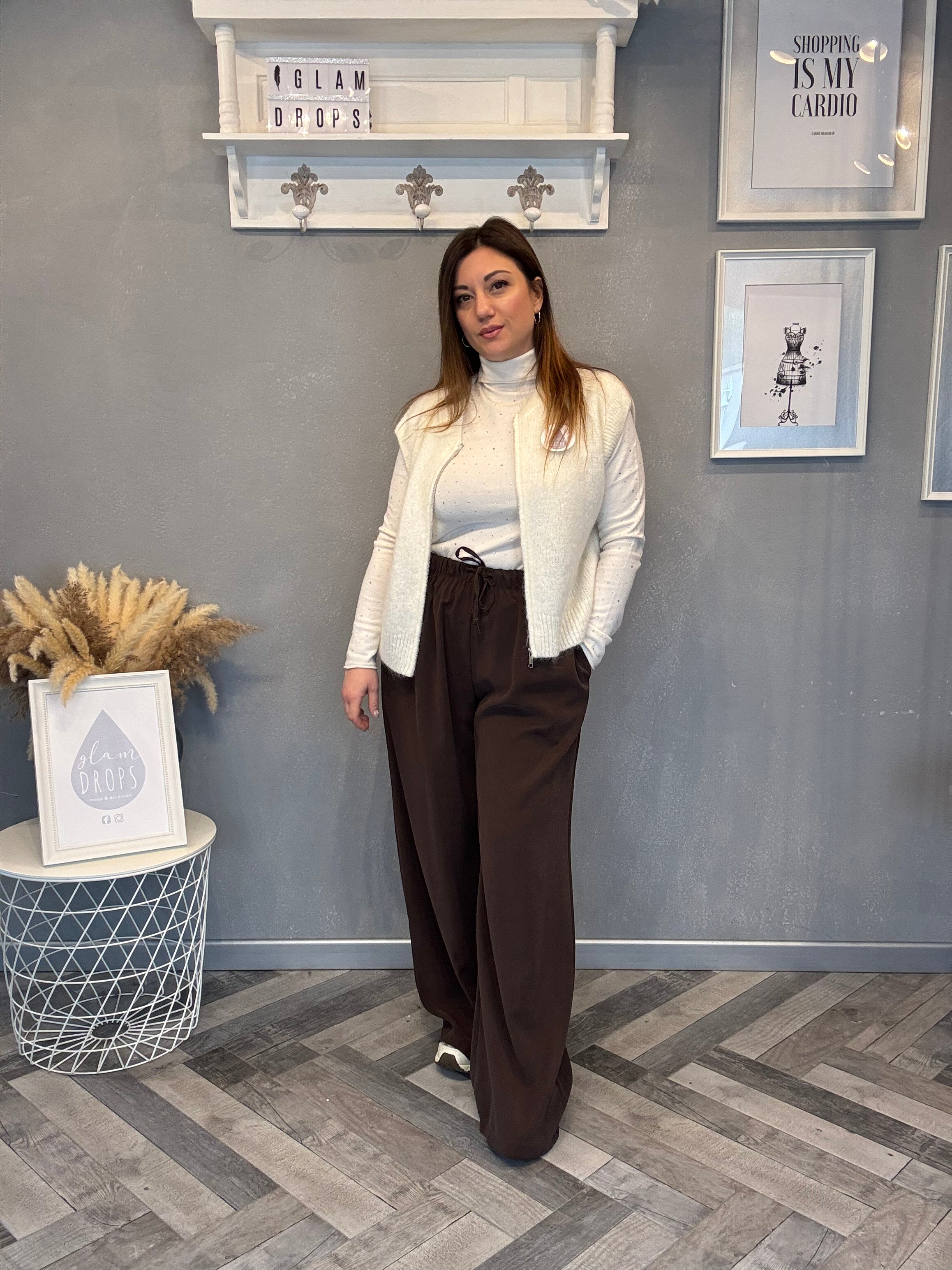 Pantalone fluido cioccolato