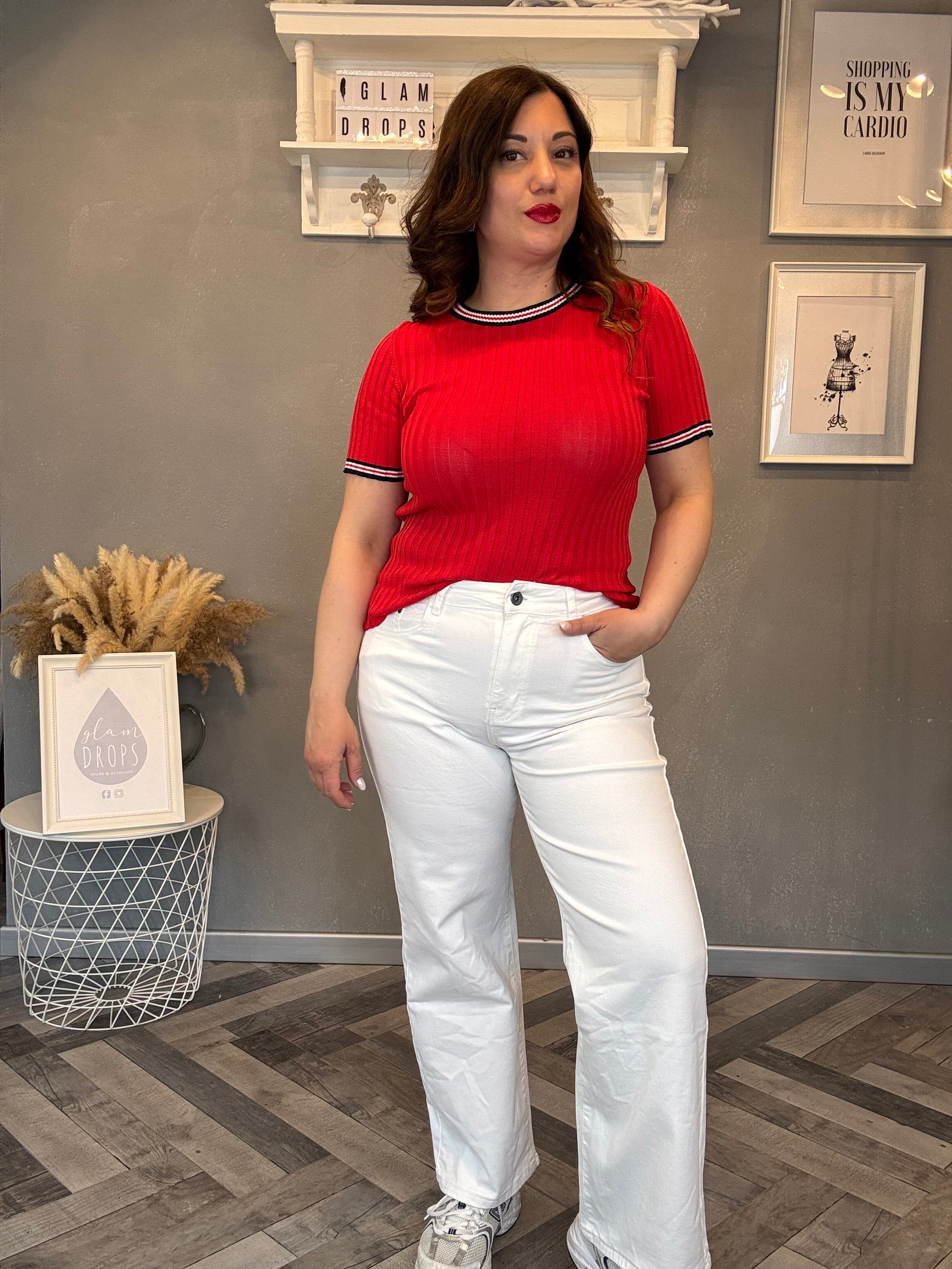 Lumina top in maglia a costine con righe