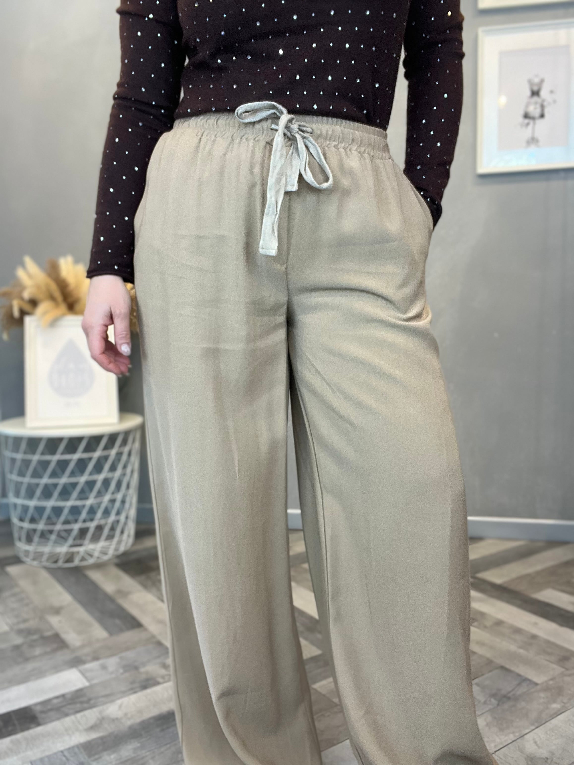 Pantalone fluido beige
