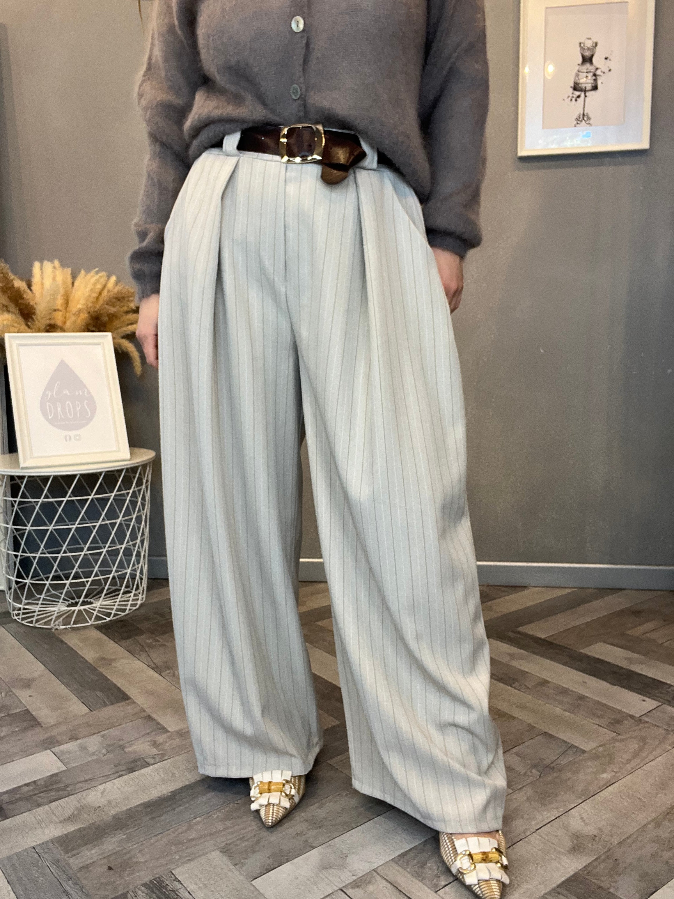 Tailleur a righe sabbia