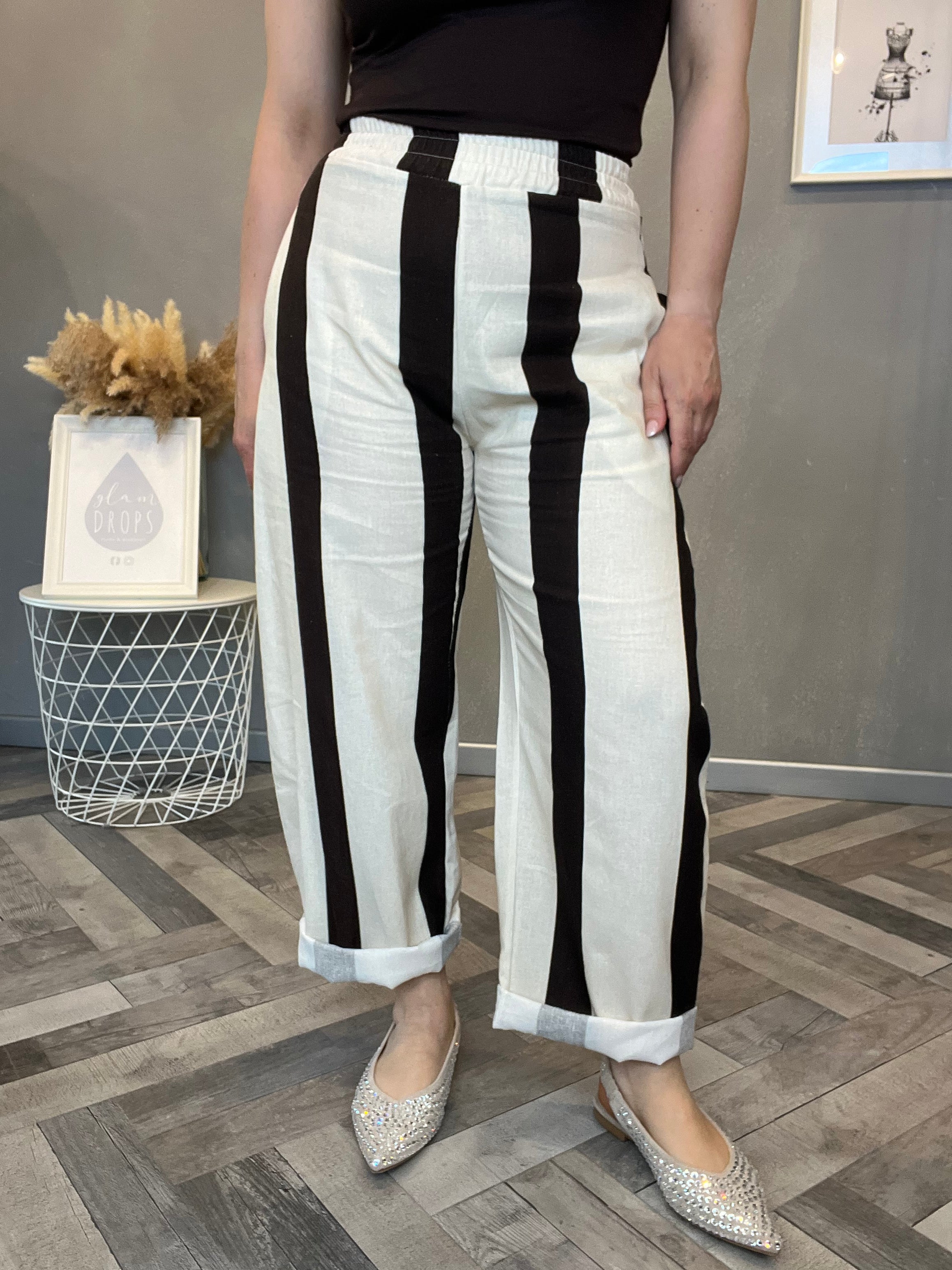 Pantalone burro bande moro