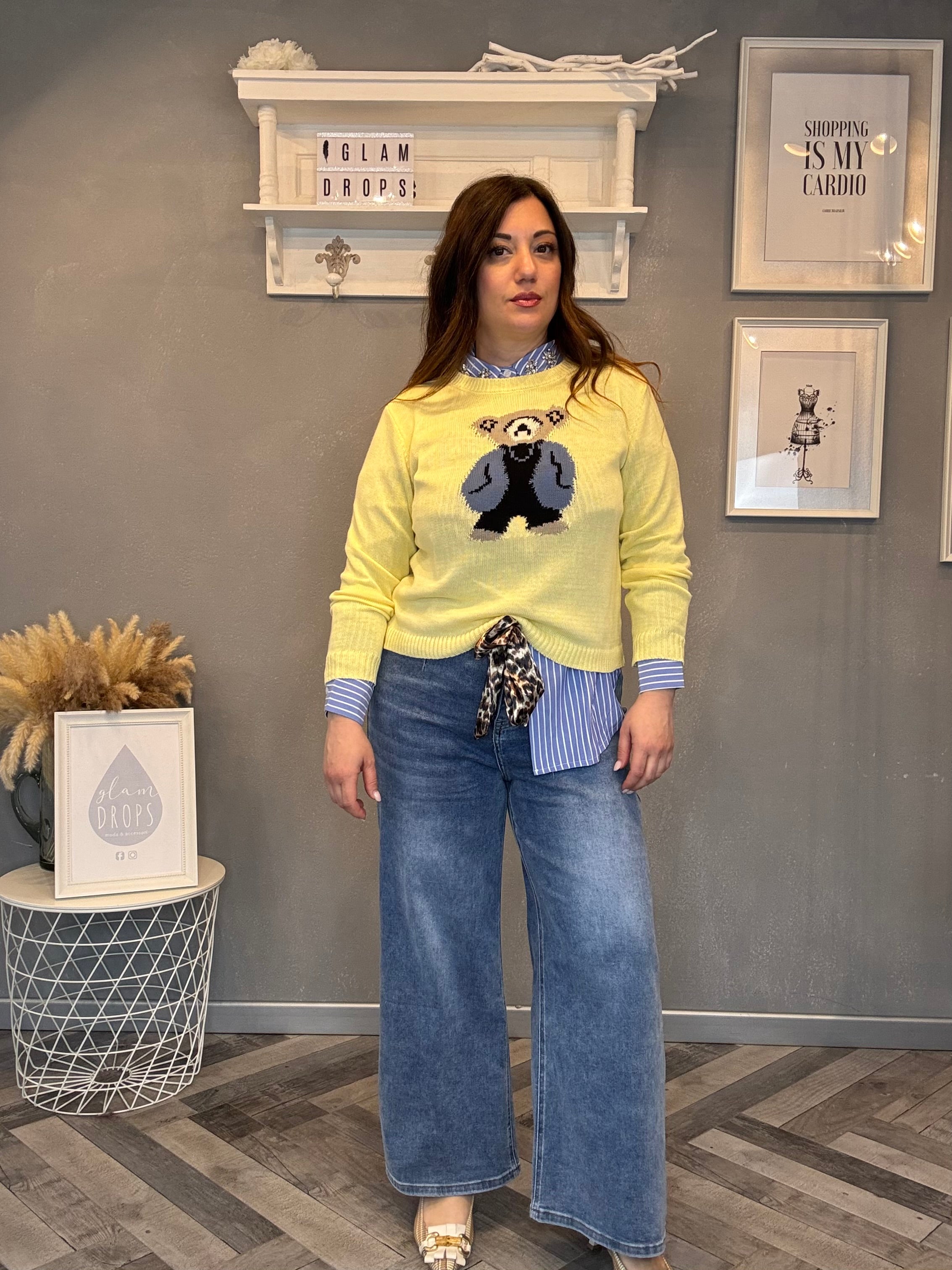 Maglioncino giallo con orsetto carta da zucchero
