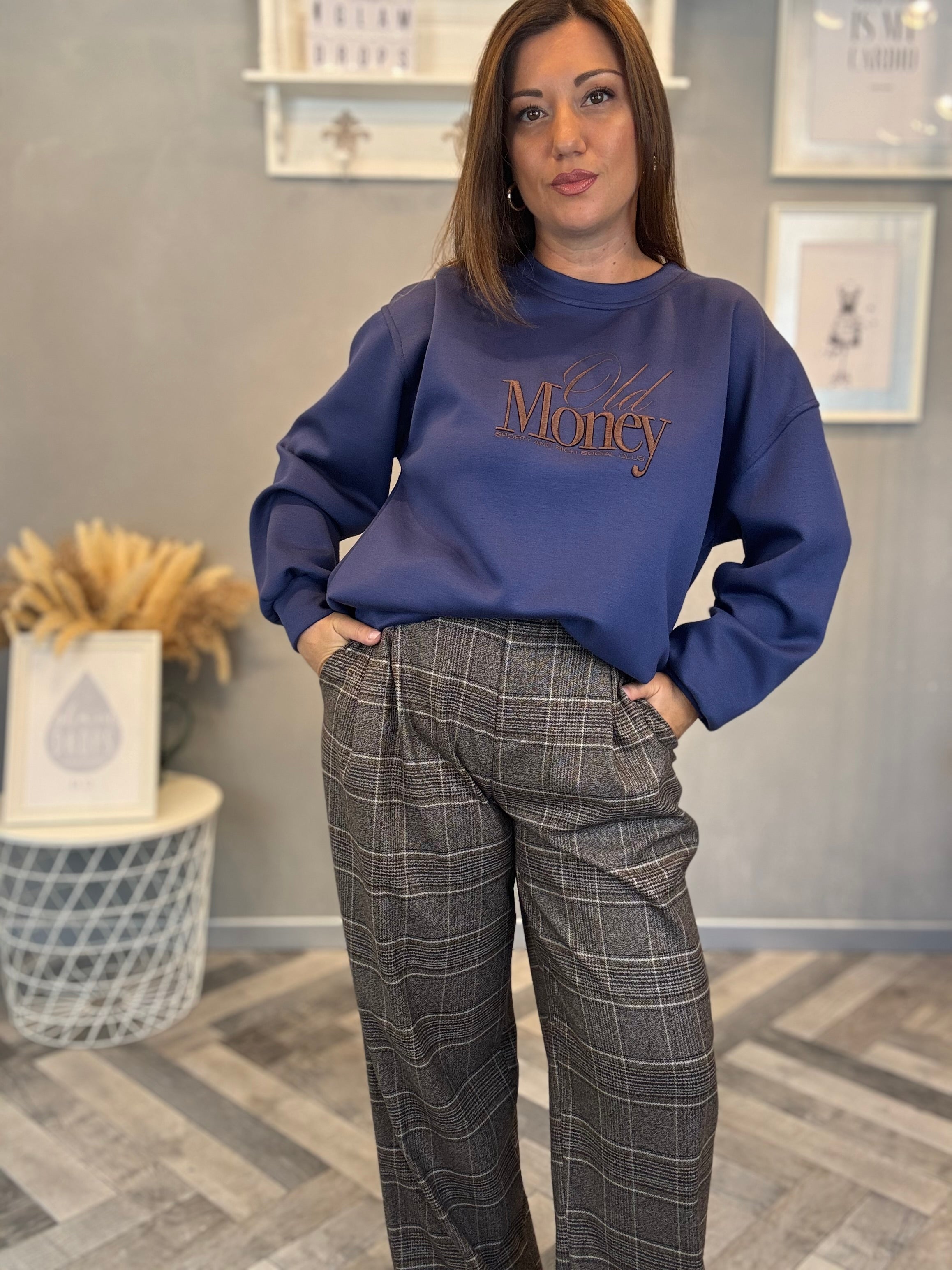 Lumina pantalone marrone a quadri