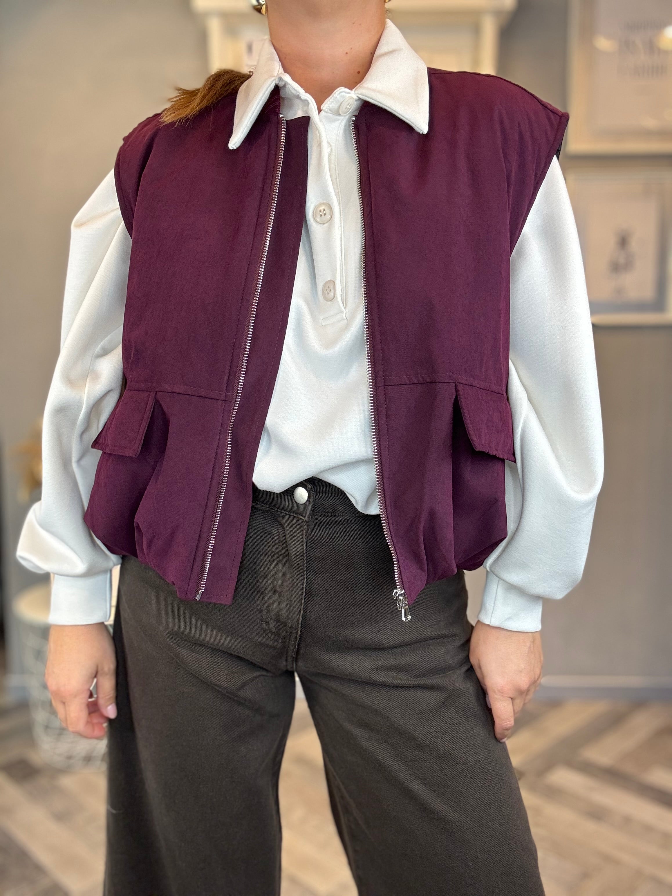 Lumina gilet smanicato Borgogna