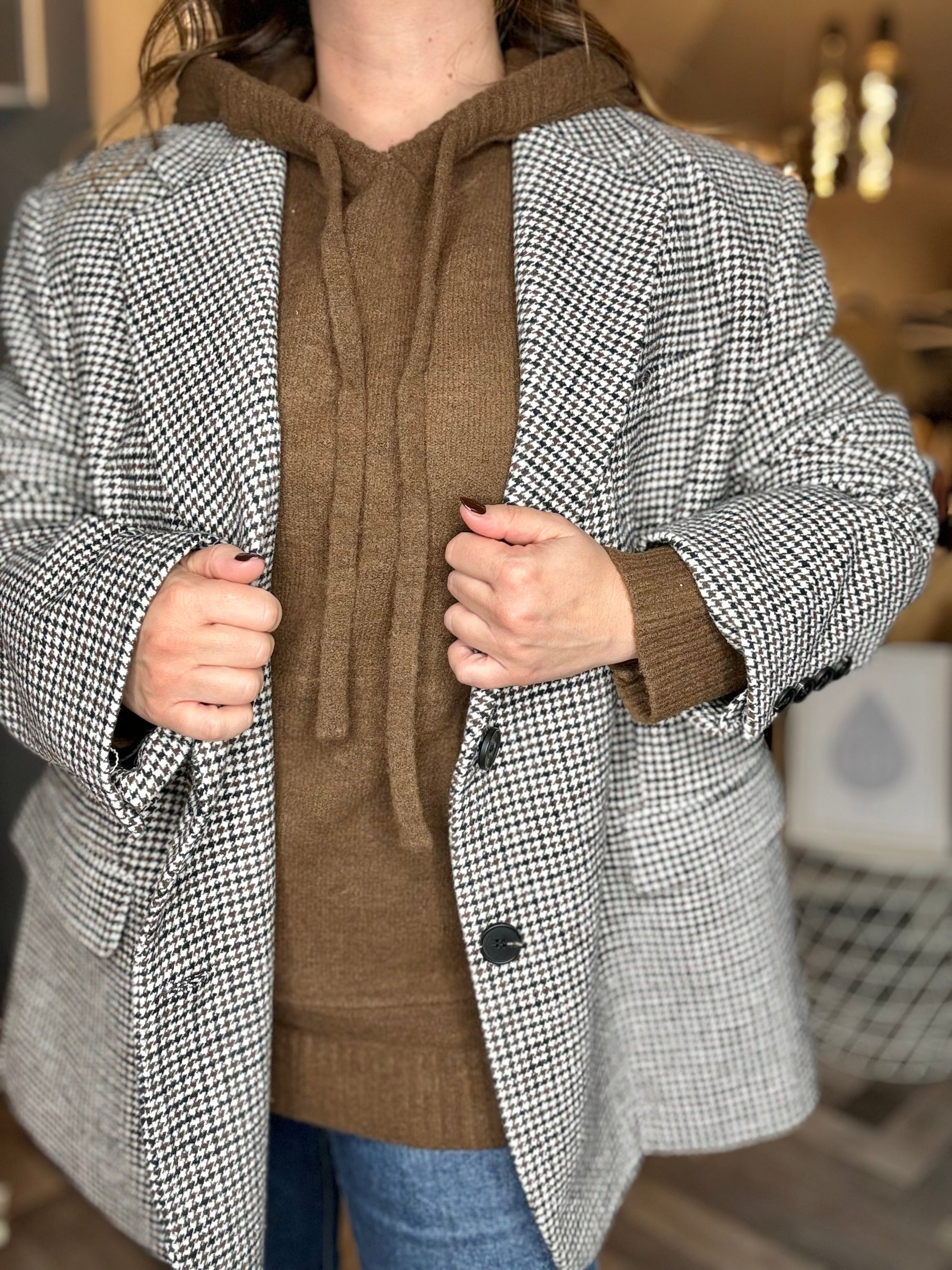 Lumina giacca cappotto over principe di Galles cioccolato