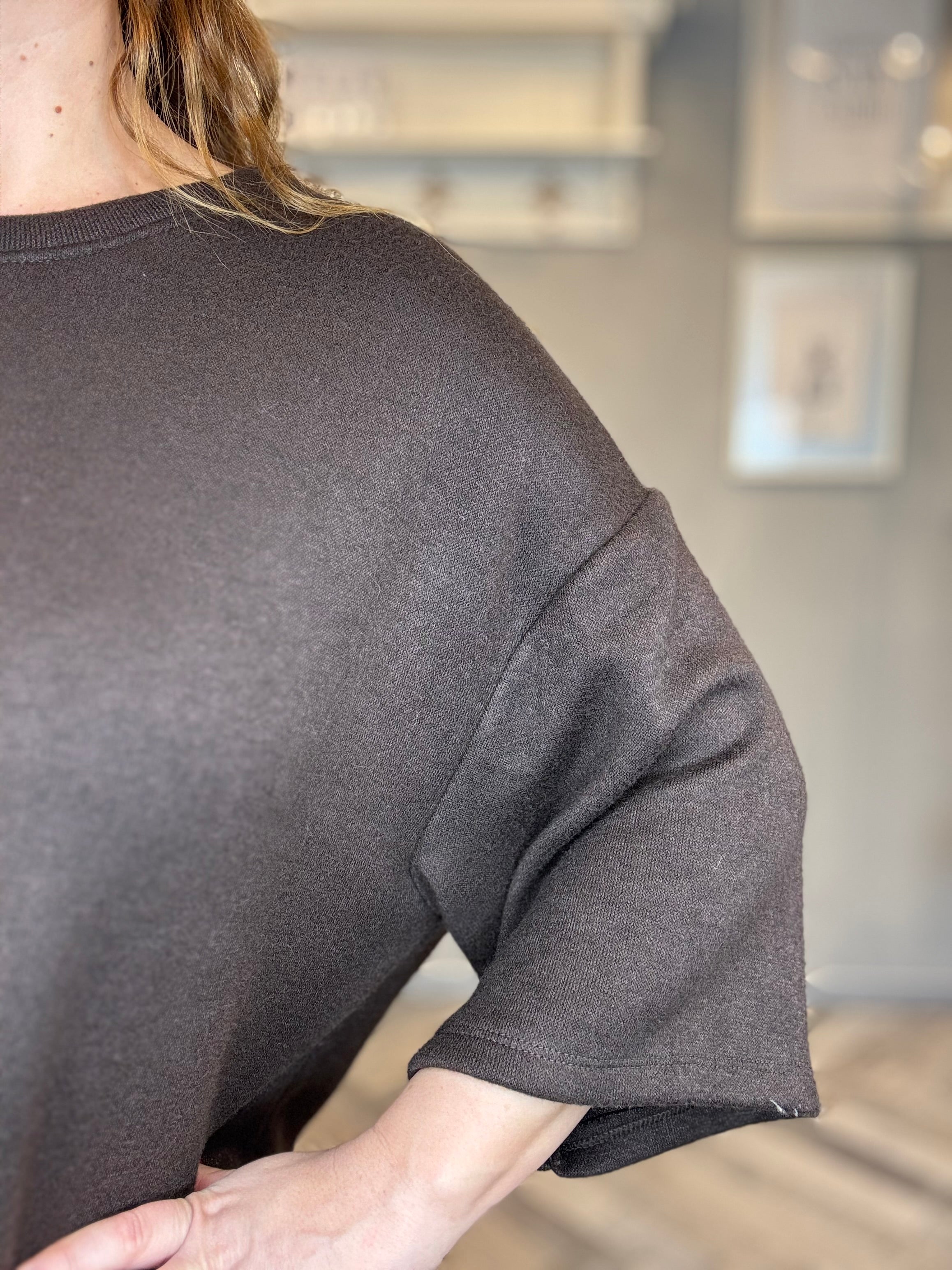 Maxi Maglia con satin e pizzo cioccolato