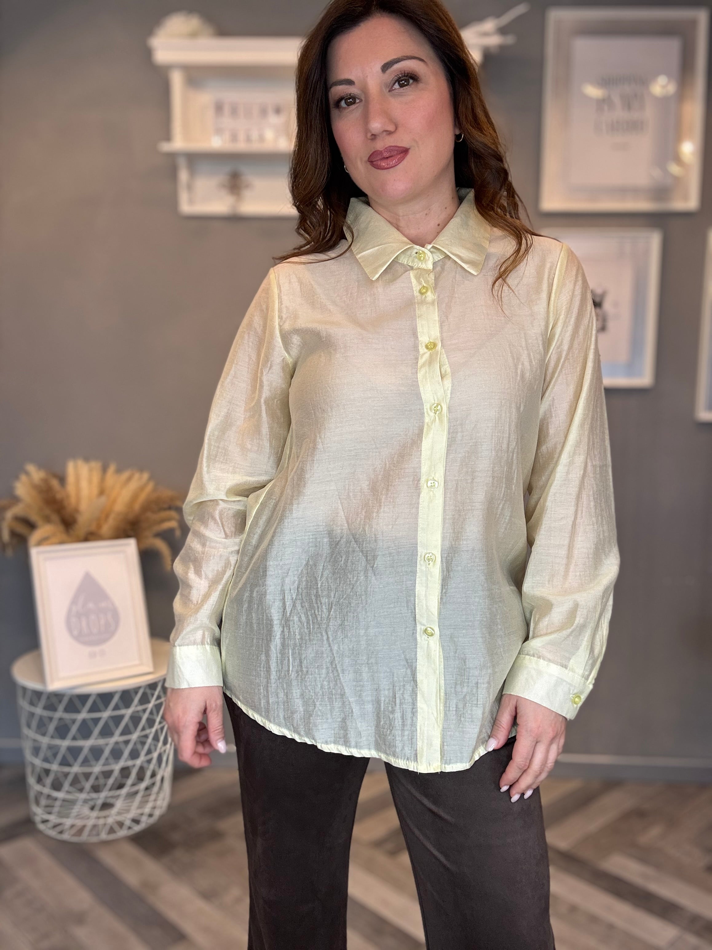 Camicia in tencel giallo pastello