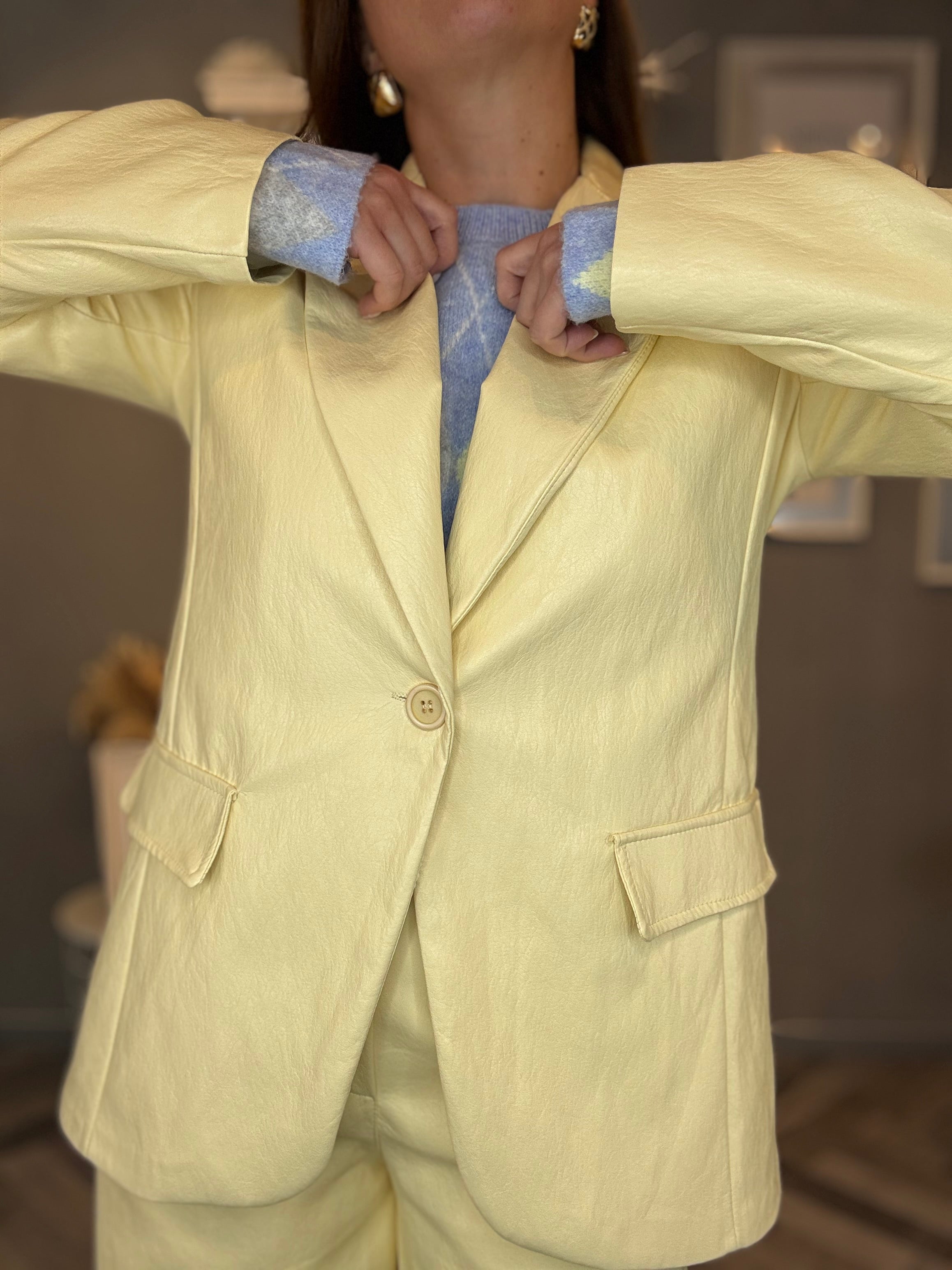 Blazer ecopelle giallo pastello