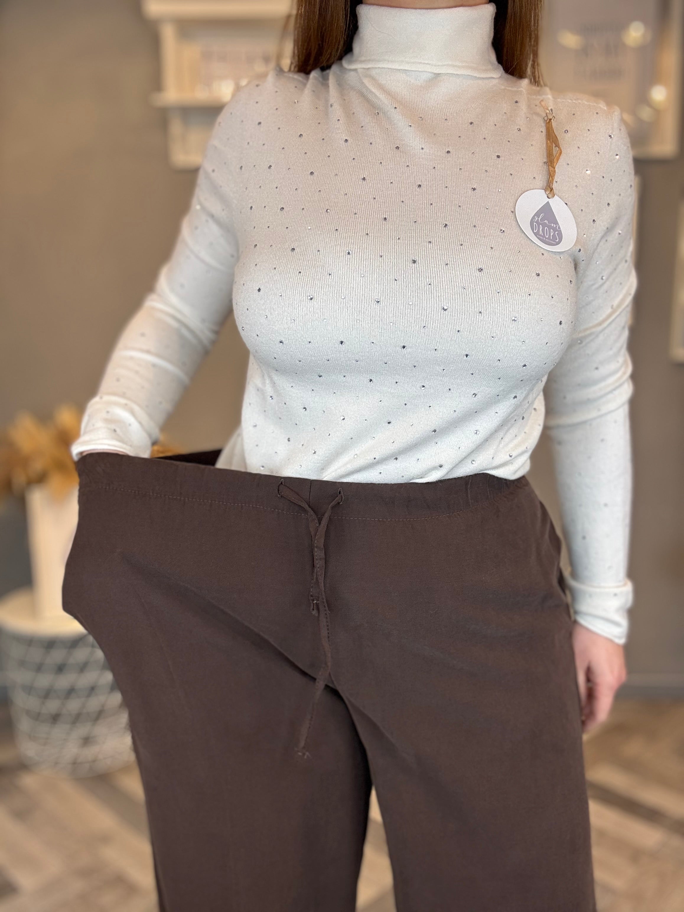 Pantalone fluido cioccolato