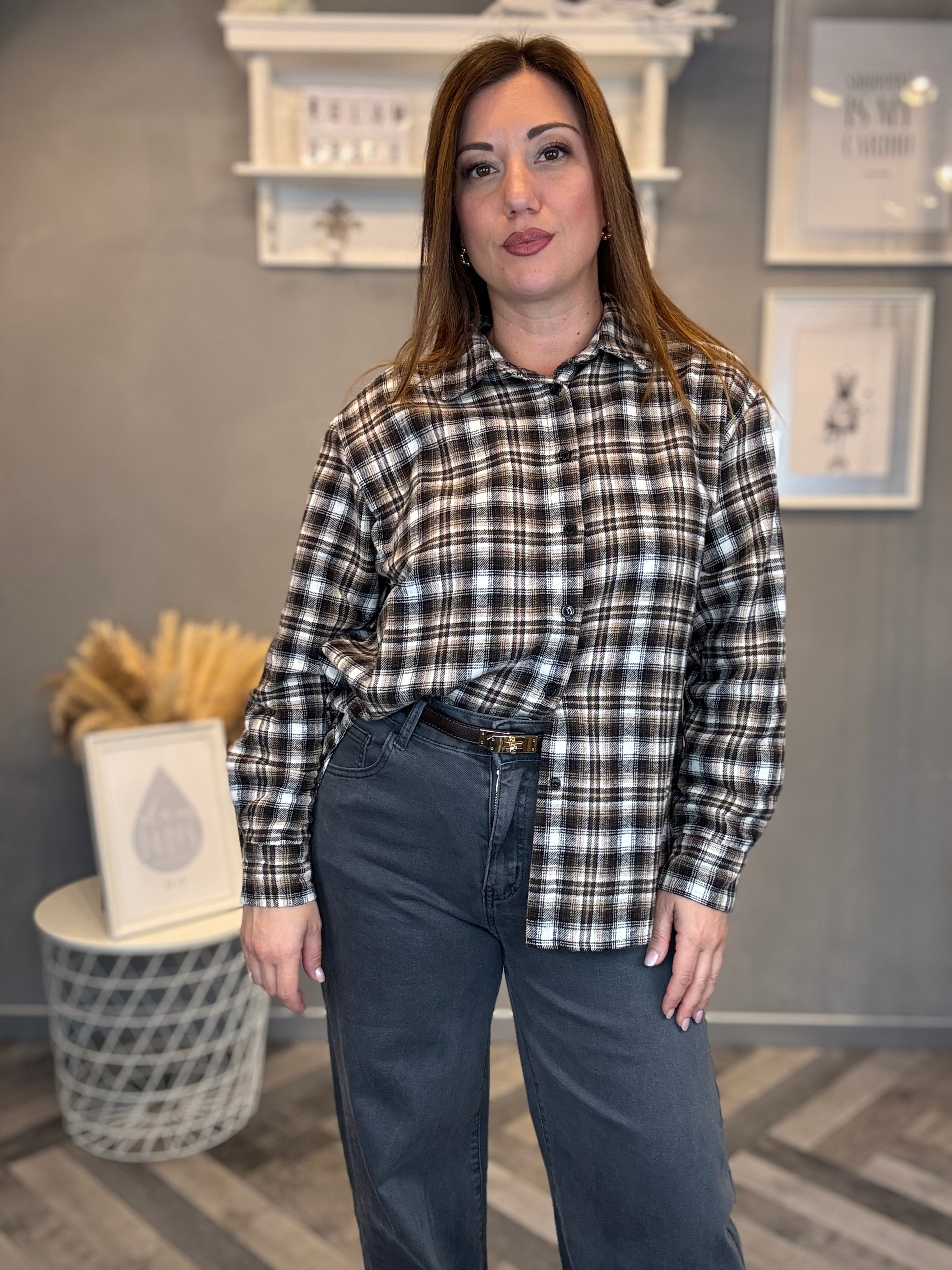 Camicia flanella check cioccolato