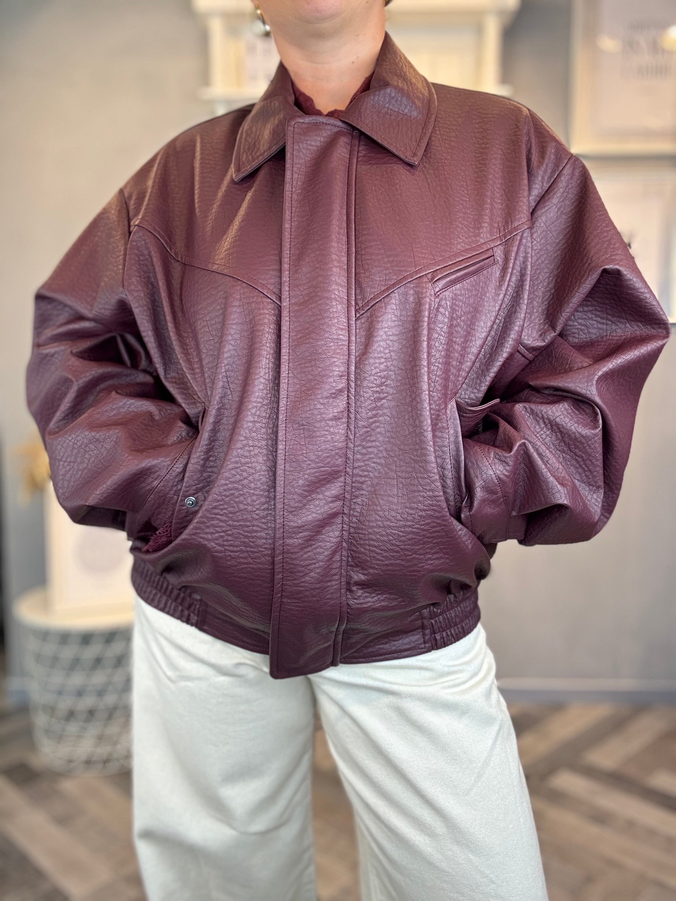 Lumina bomber ecopelle Borgogna