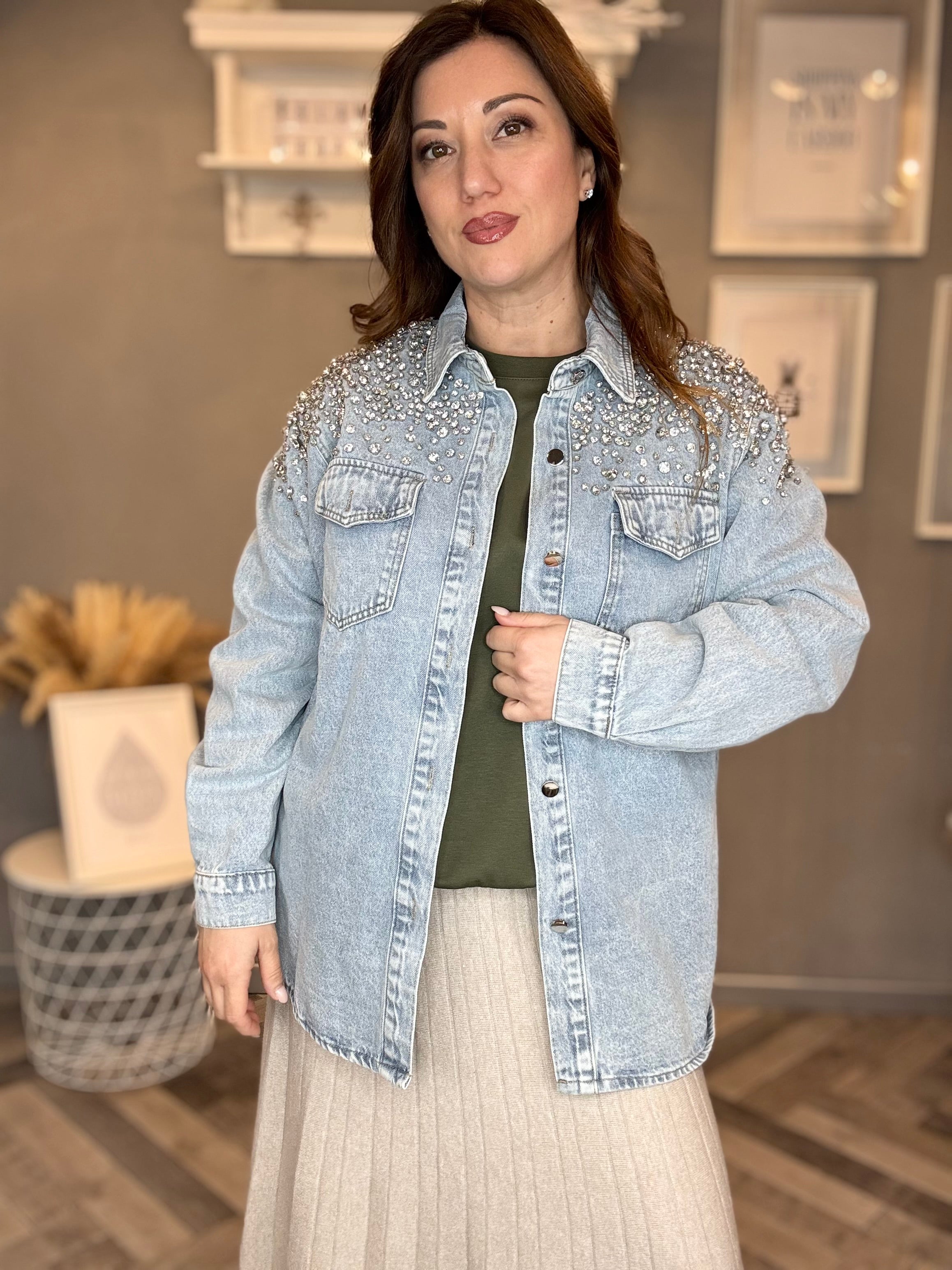 Giacca camicia in denim Diamonds