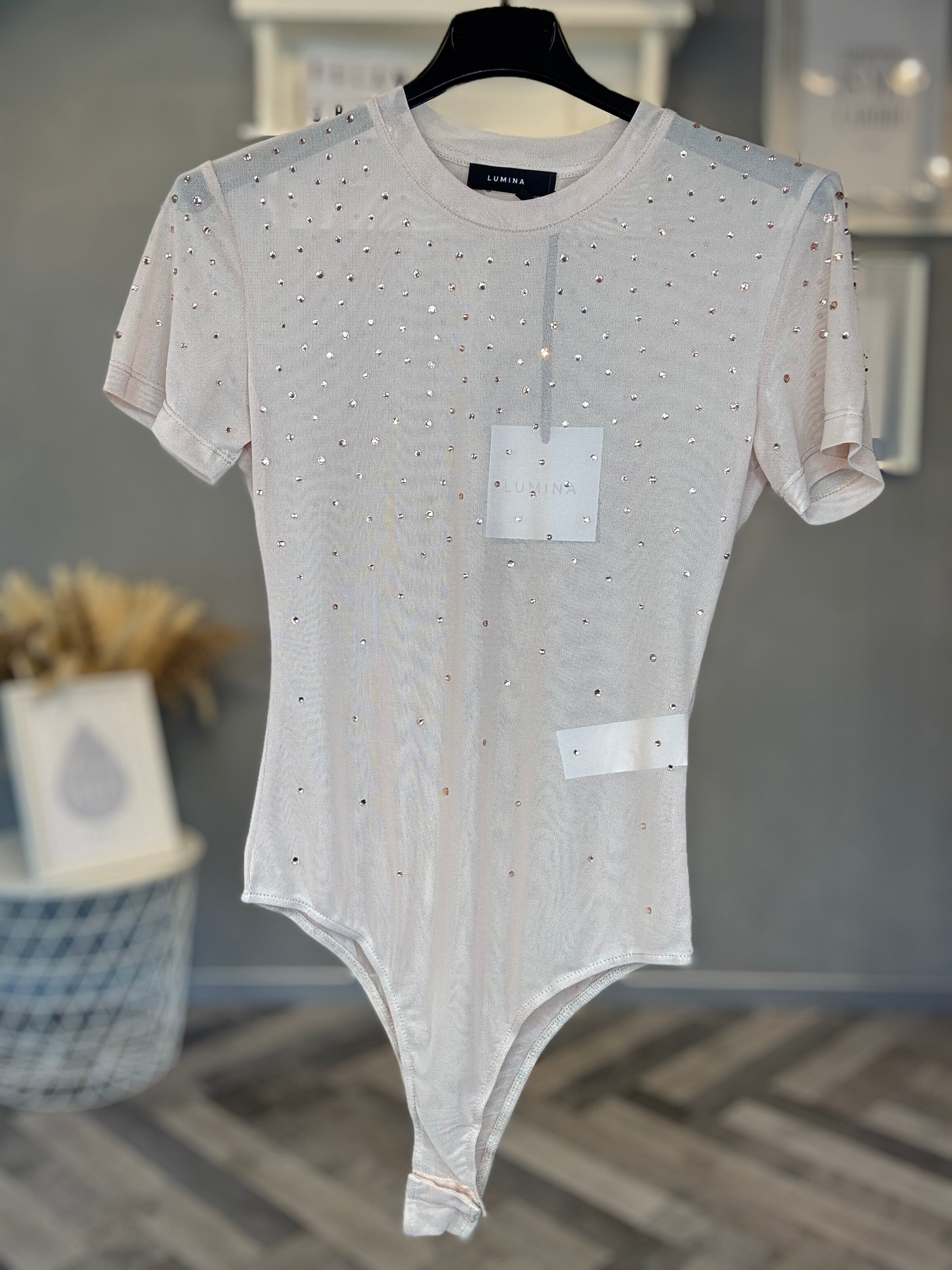 Lumina body in tulle con strass